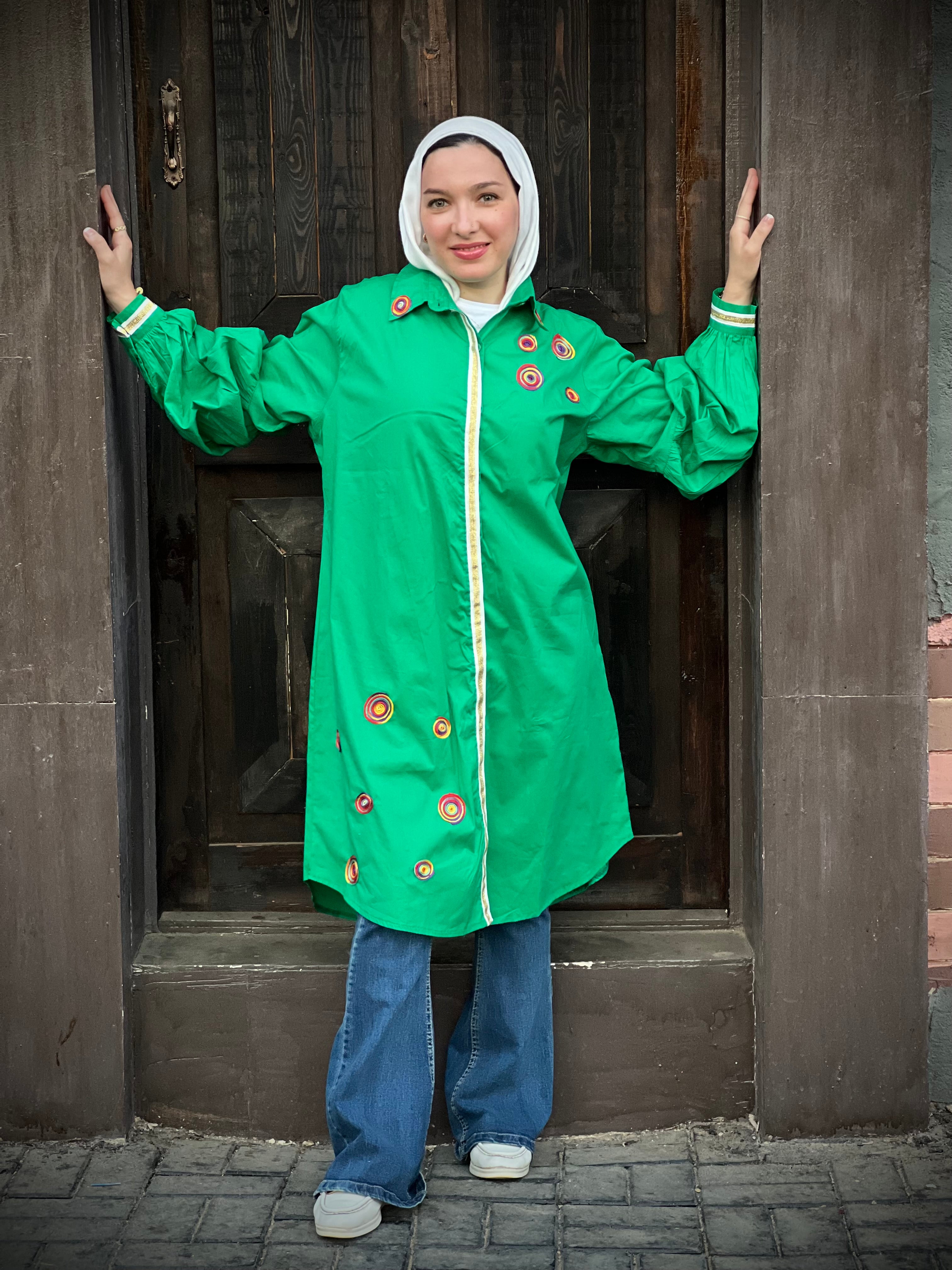 Green Puff Sleeve Shirt