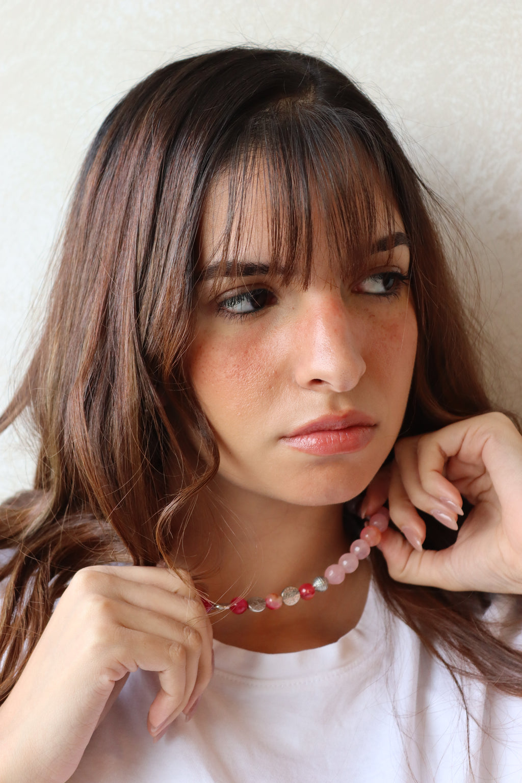 Rose Pink Agate Choker Necklace | Handmade jewelry