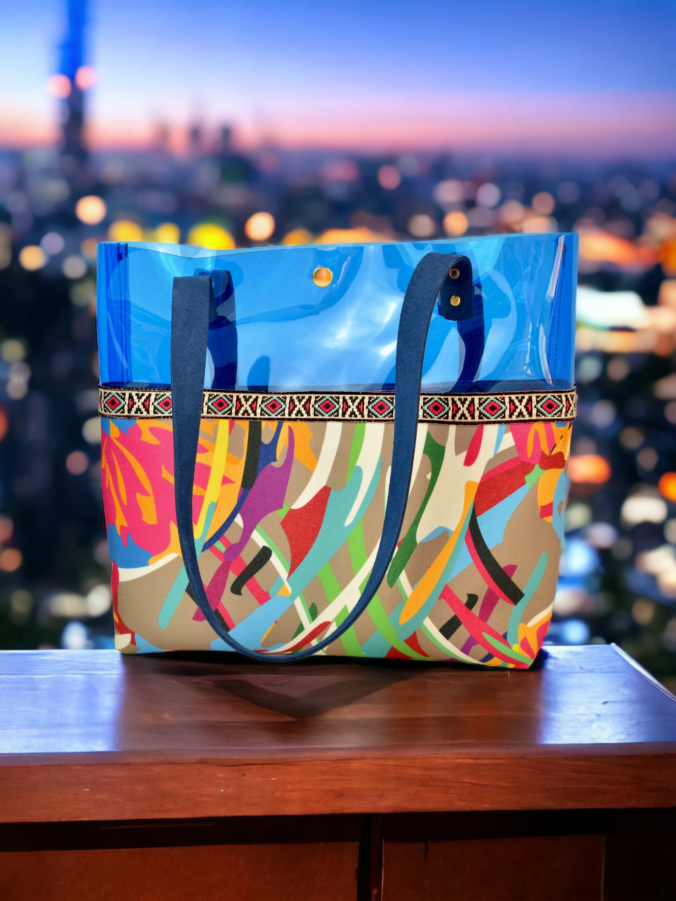 Blue Colorful Transparent Bag