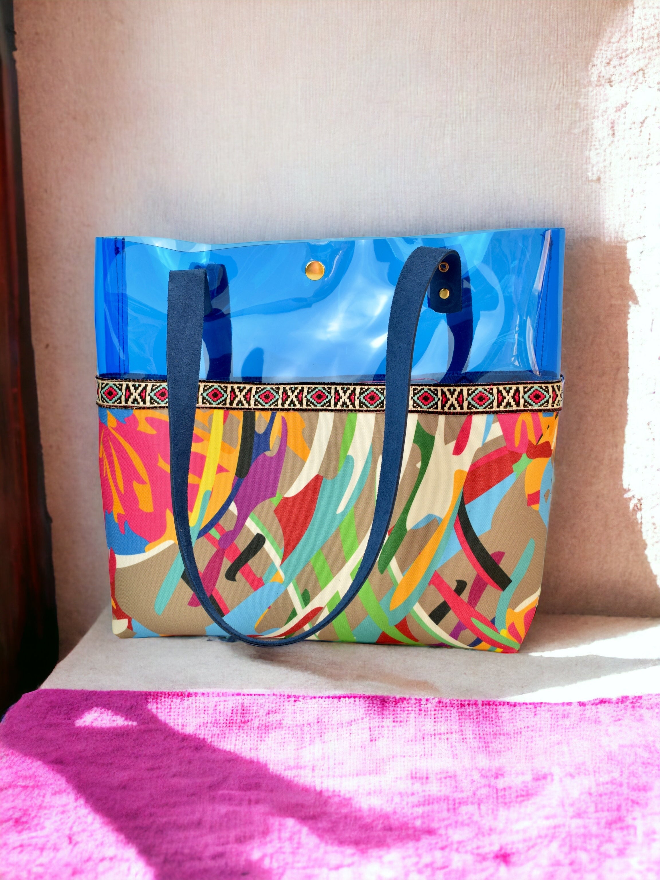 Blue Colorful Transparent Bag