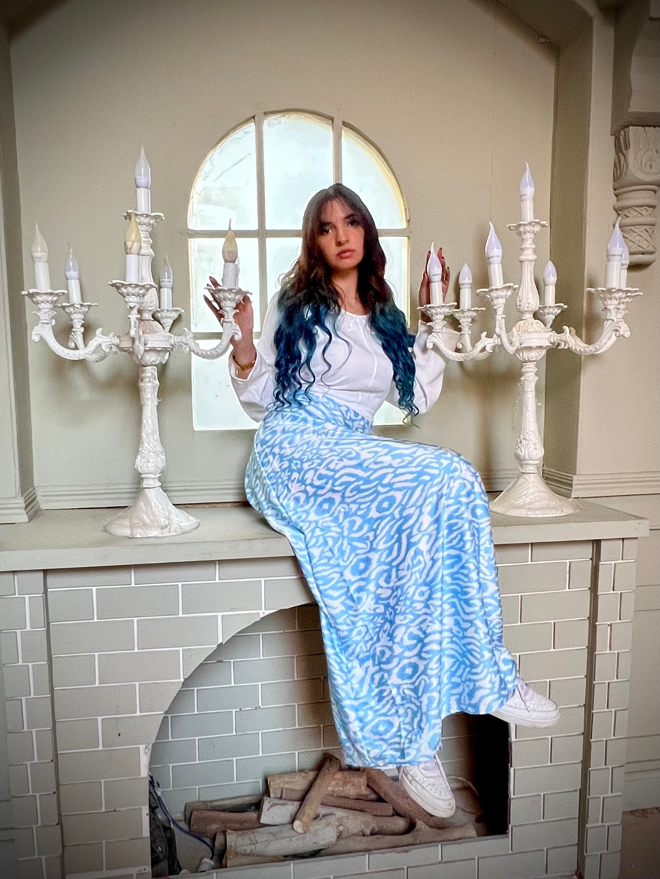 Baby Blue Satin Dress One Size