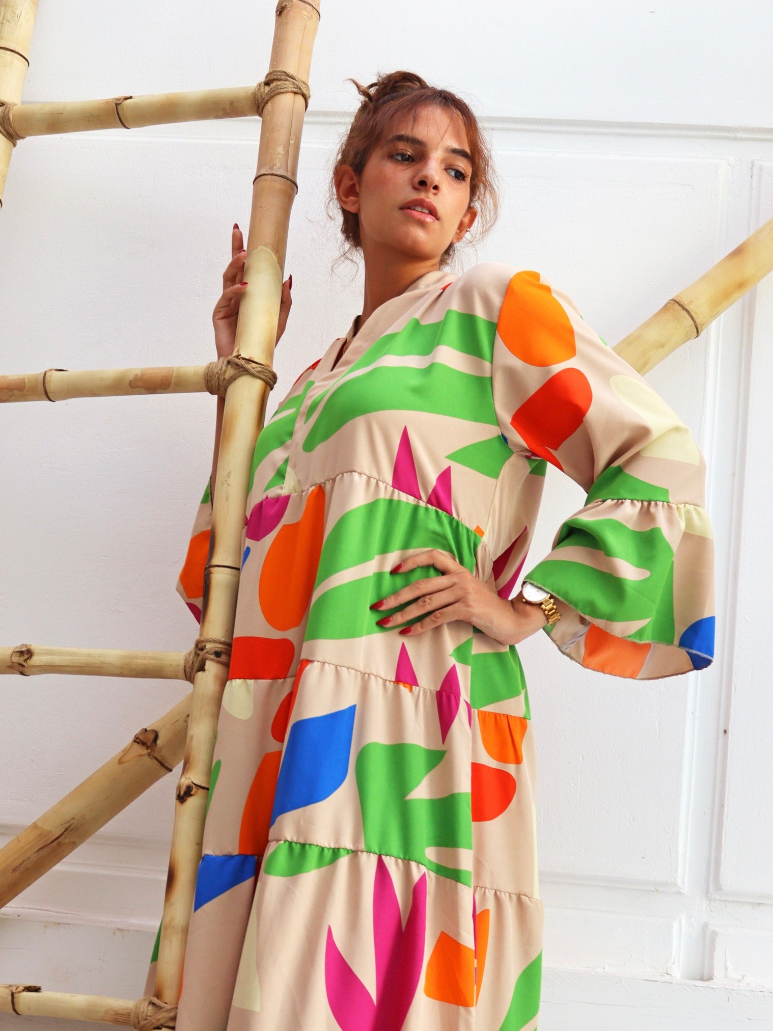 beige design dress