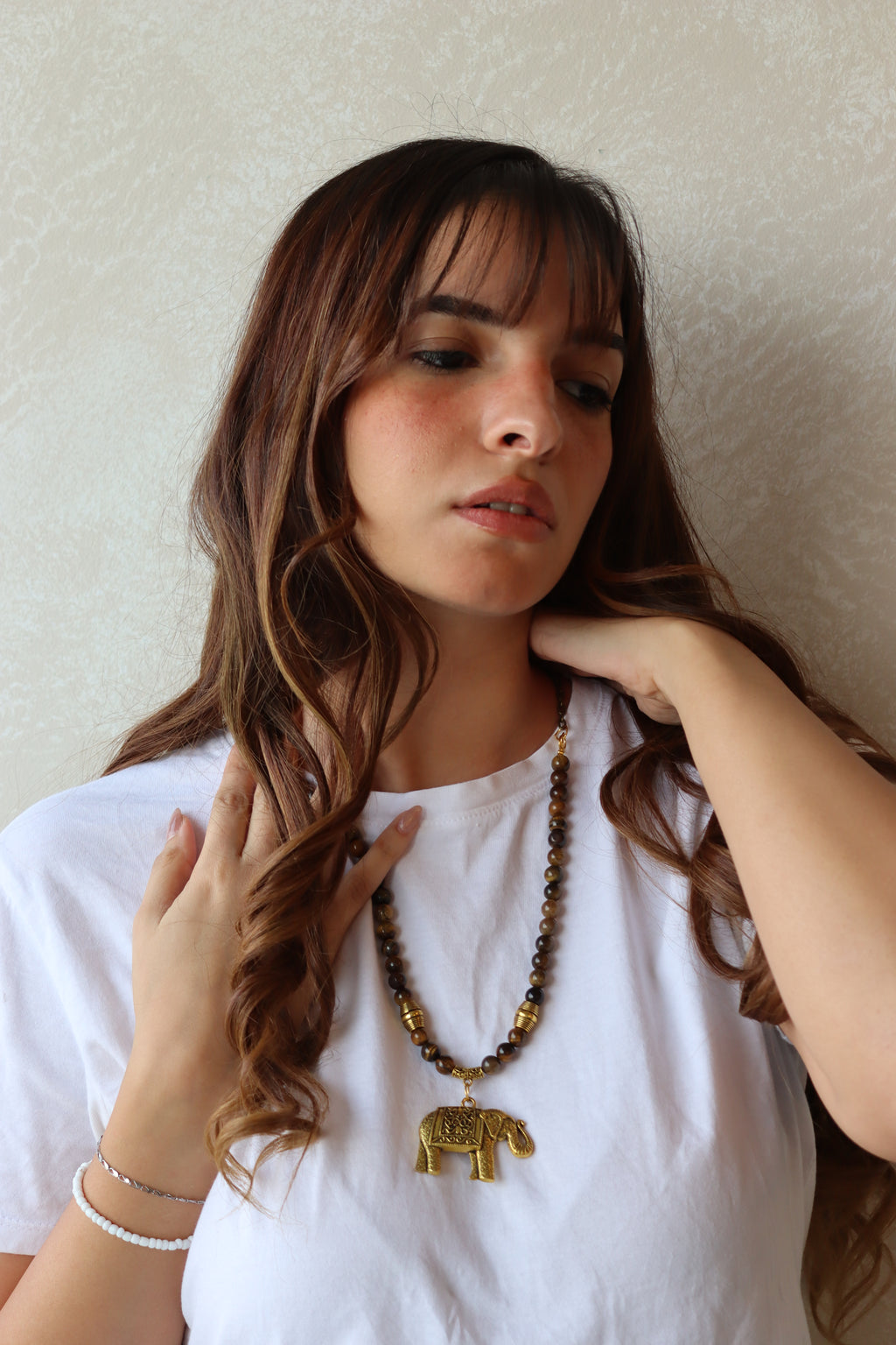 Eli - Brown Agate Stones with gold accents necklace | Handmade jewelry