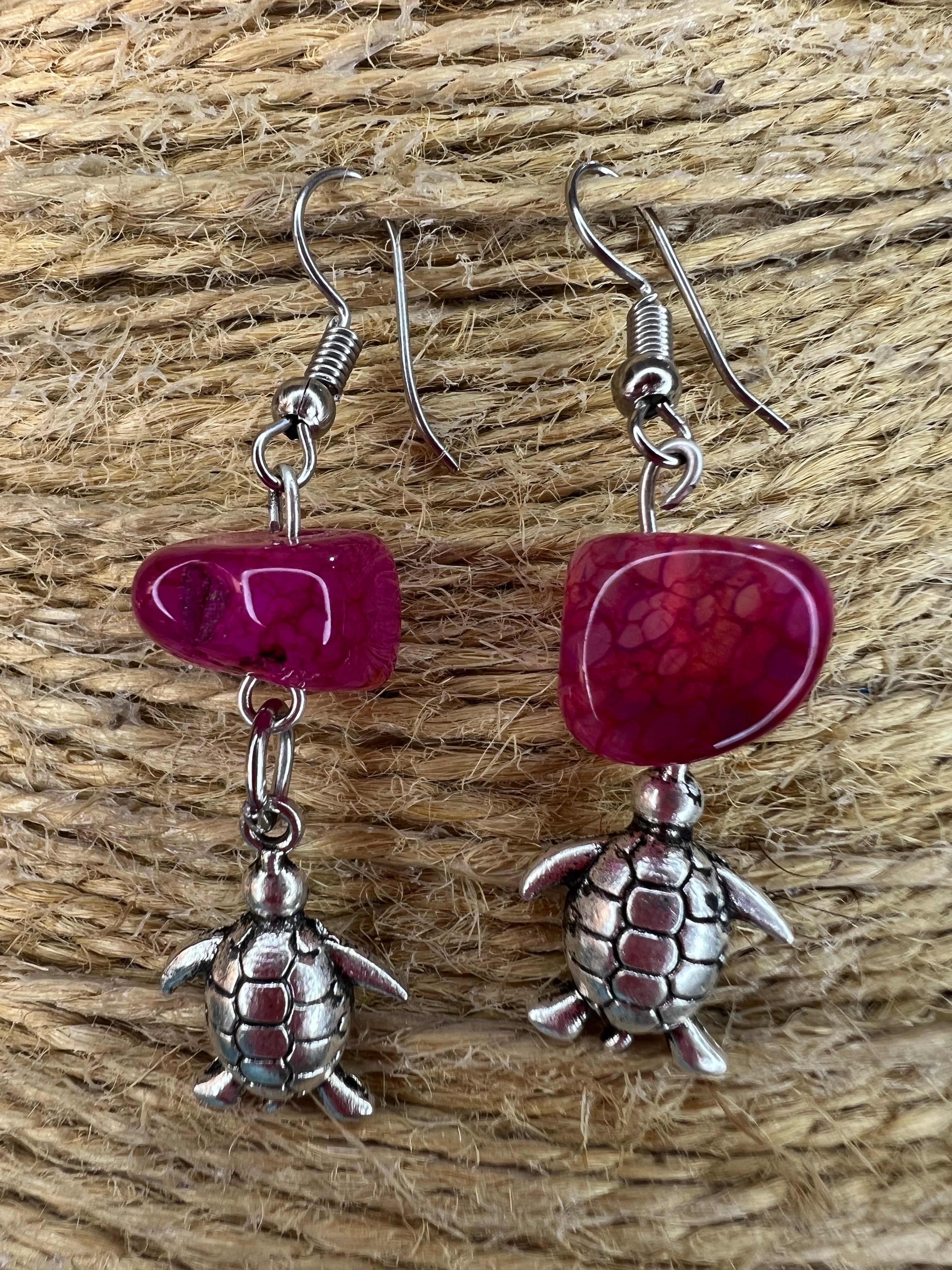 Turtle dangle earrings
