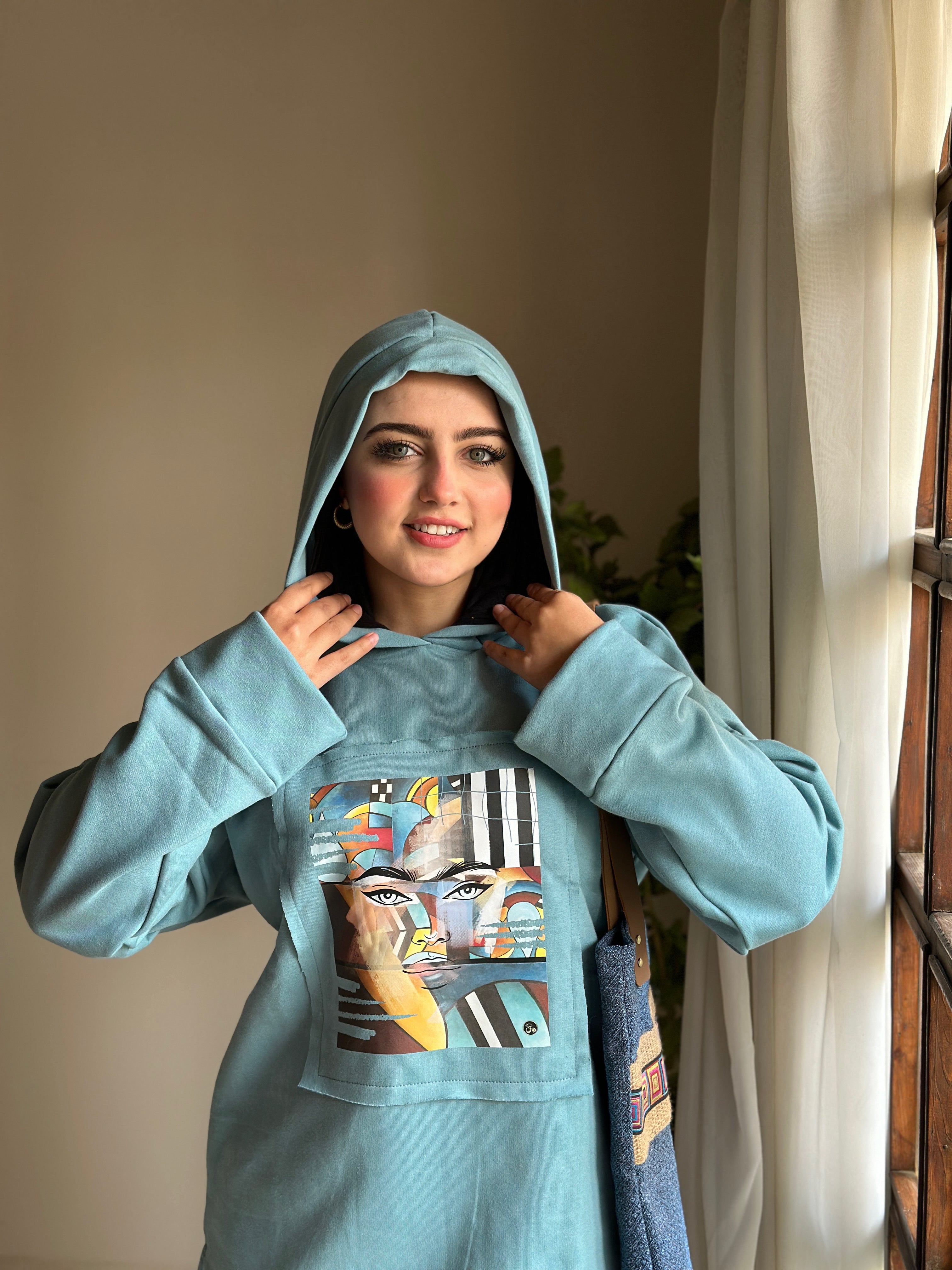 Ocean blue Abstract Hoodie