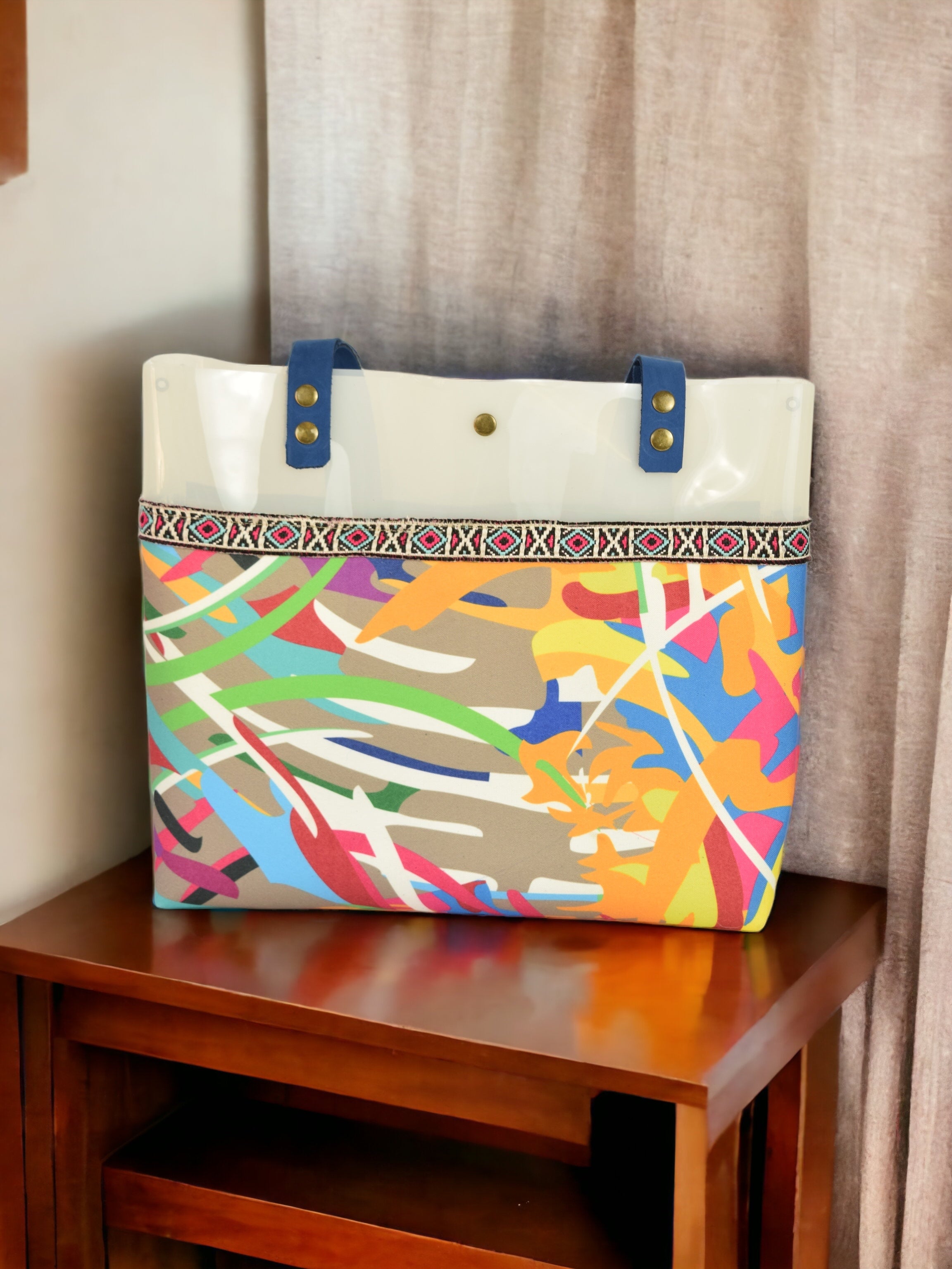 White Colorful Transparent Bag
