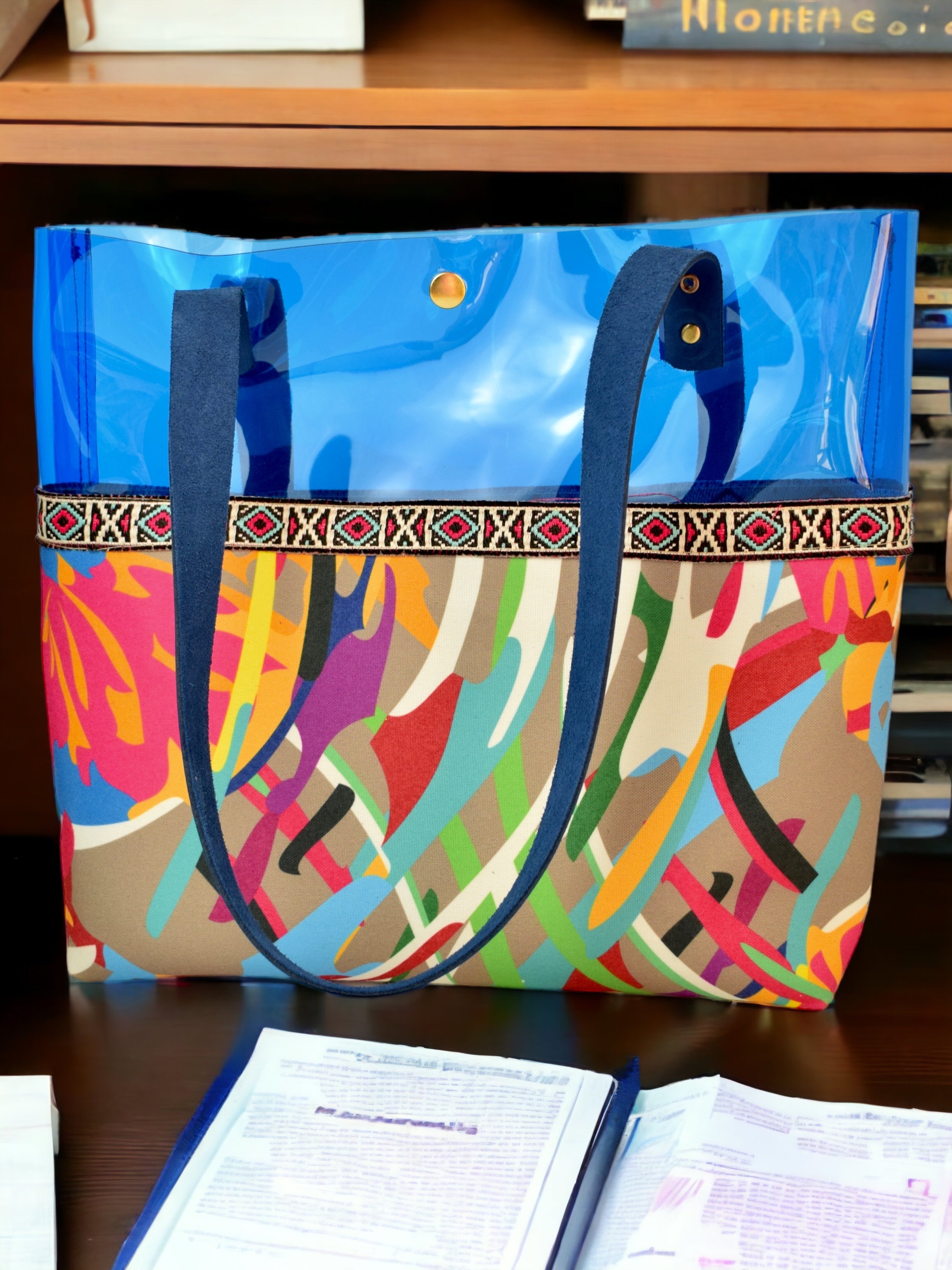 Blue Colorful Transparent Bag