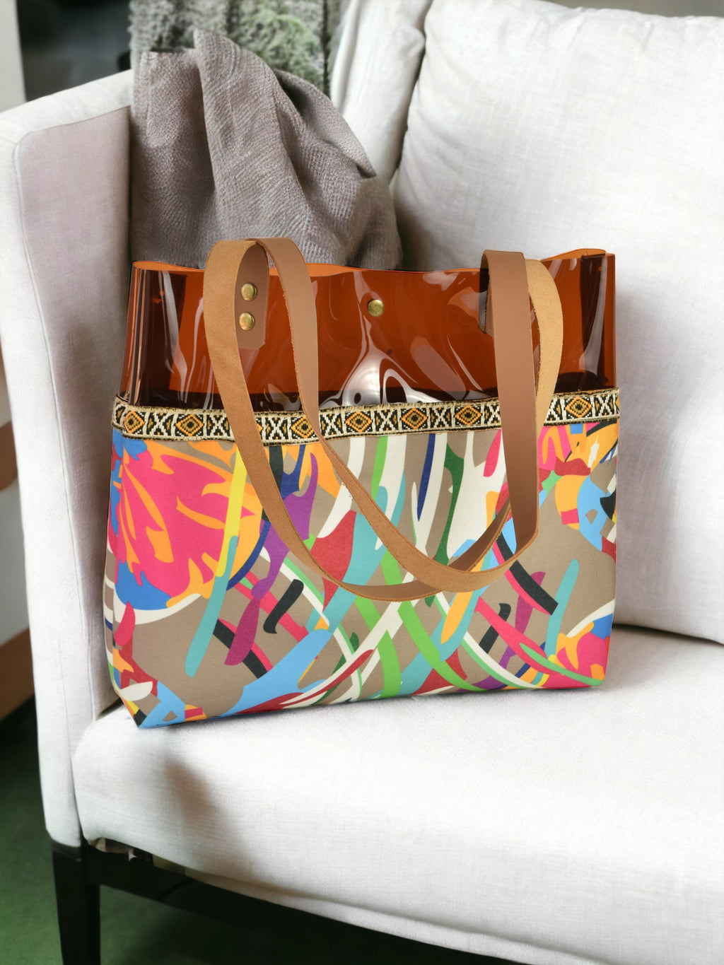 Brown Colorful Transparent Bag