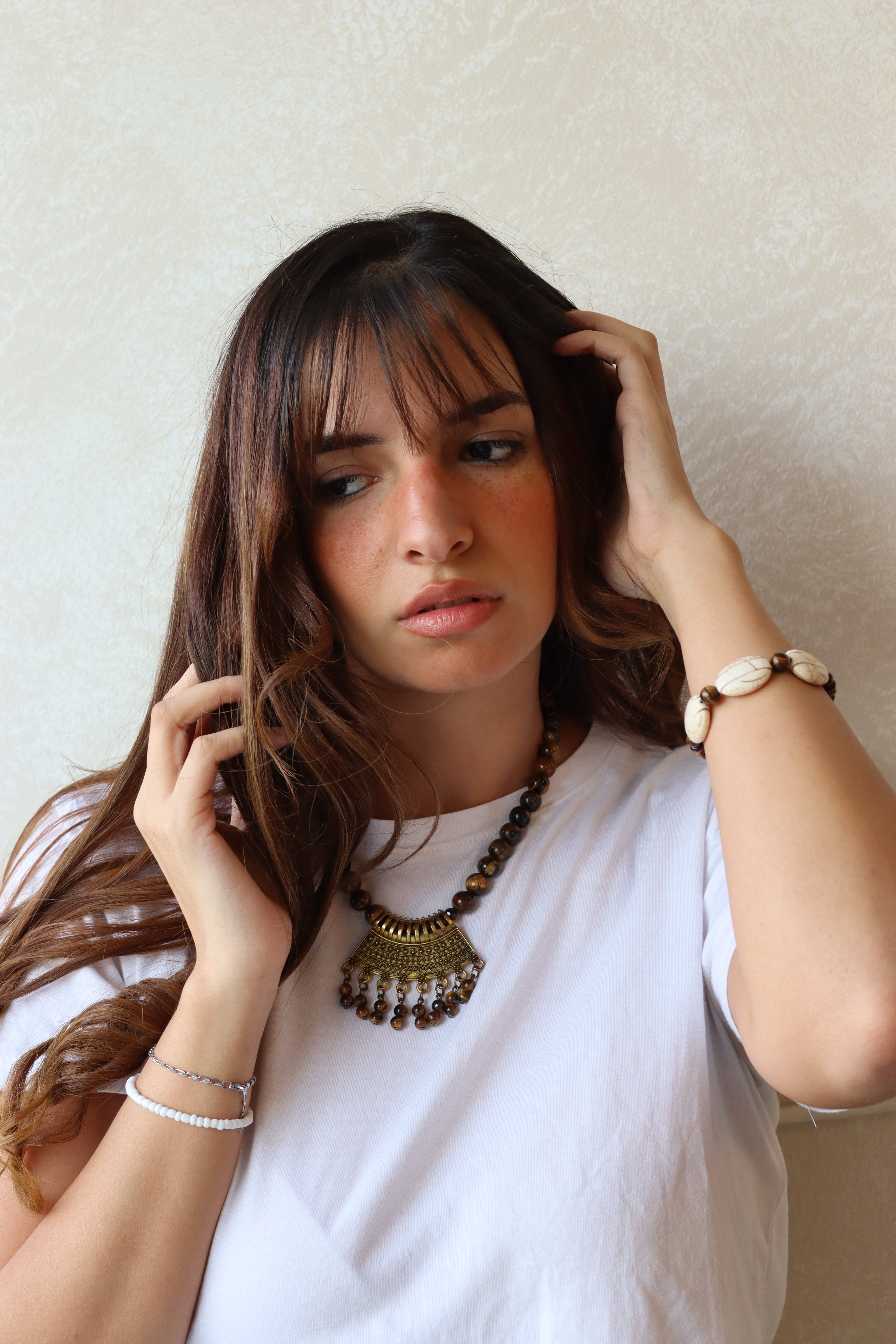 Brown Agate with wave statement pendant Necklace | Handmade jewelry