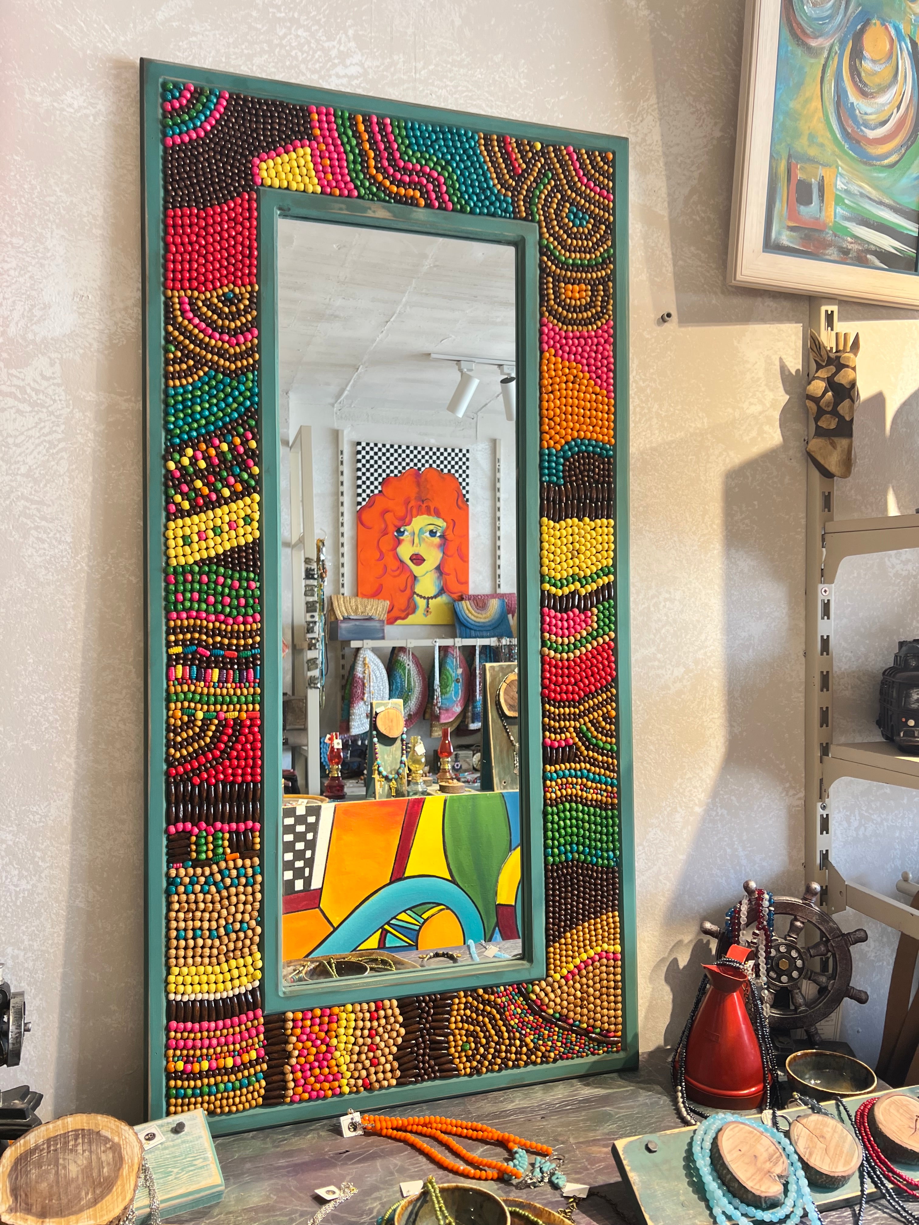 Teal mosaic mirror - Large