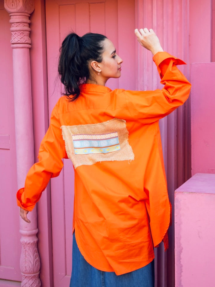 Orange O.S Popline Shirt