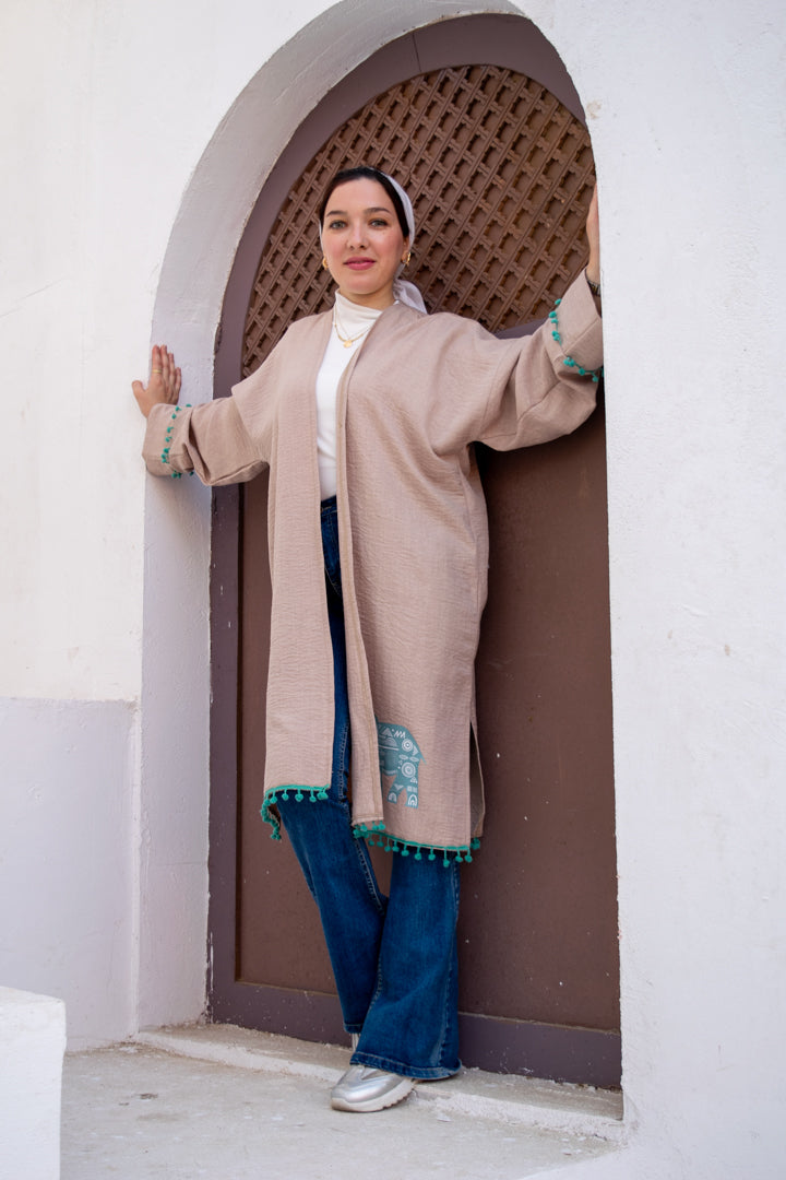 Beig P-Elephant Cardigan Free Size