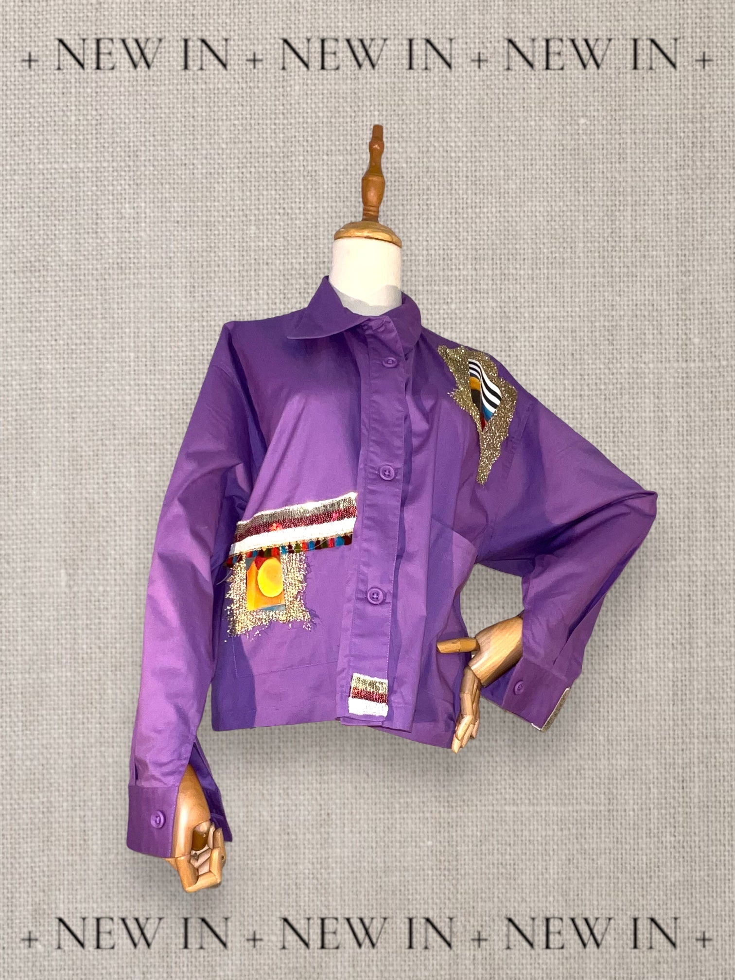 Purple Hand Made Crop Shirt