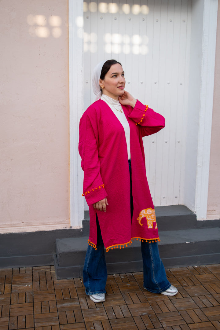 Flowery P-Elephant Cardigan Free Size