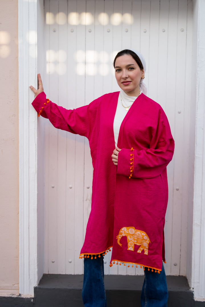 Flowery P-Elephant Cardigan Free Size