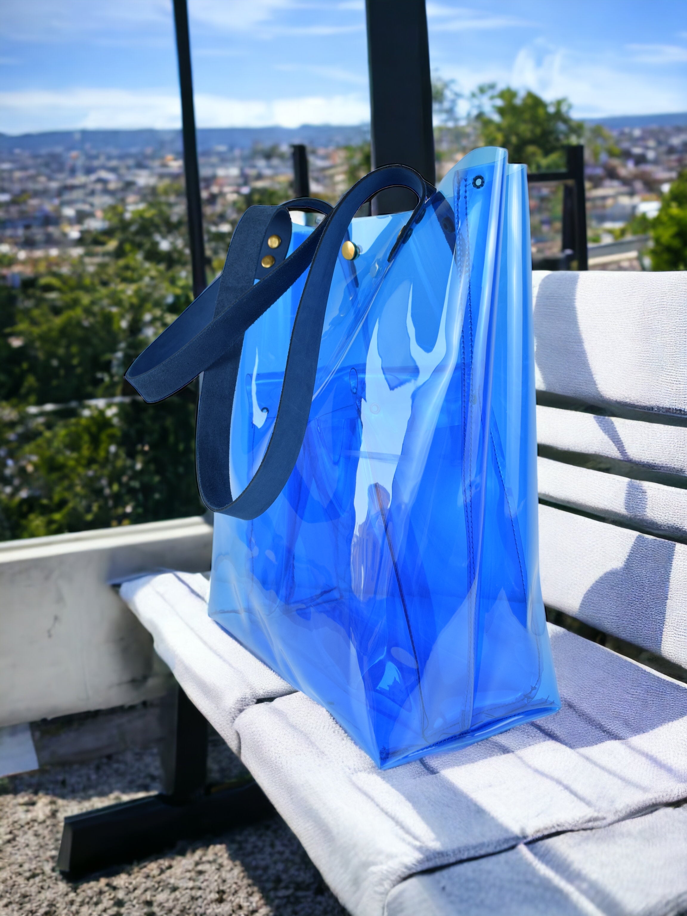 Blue Plain Transparent Bag