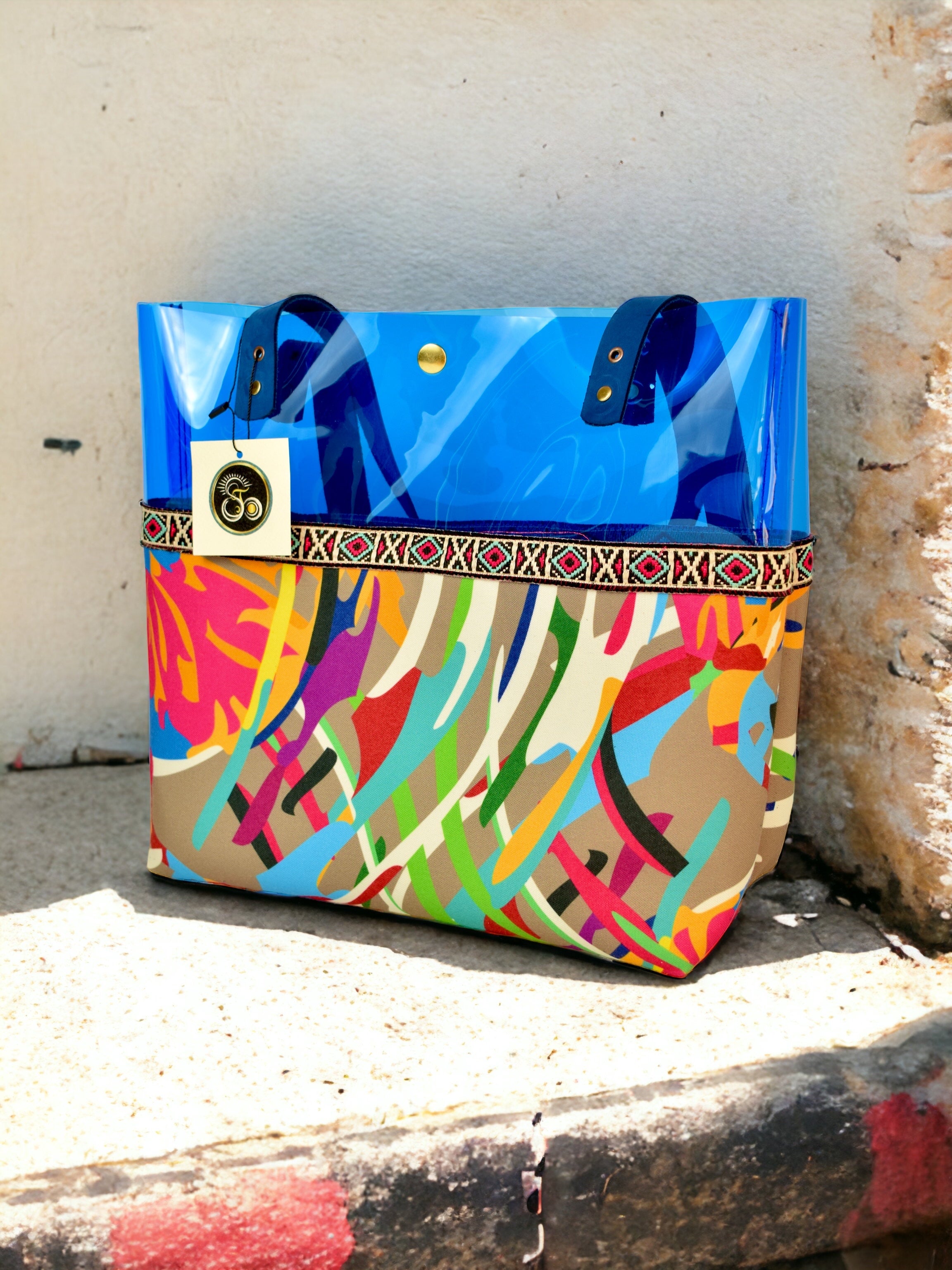 Blue Colorful Transparent Bag