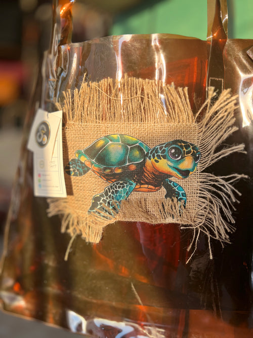 A brown bag Turtle print