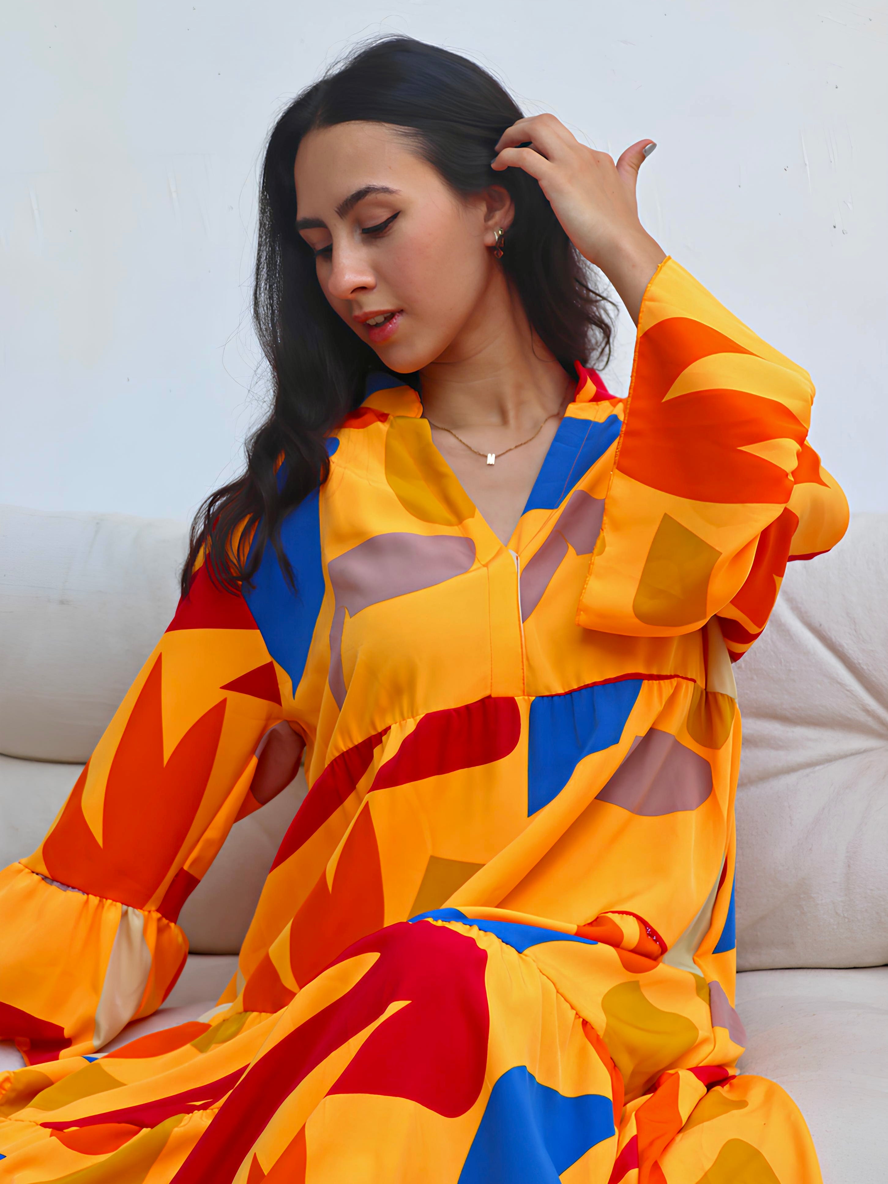 orange design dress