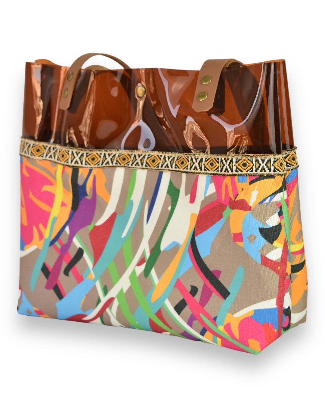 Brown Colorful Transparent Bag