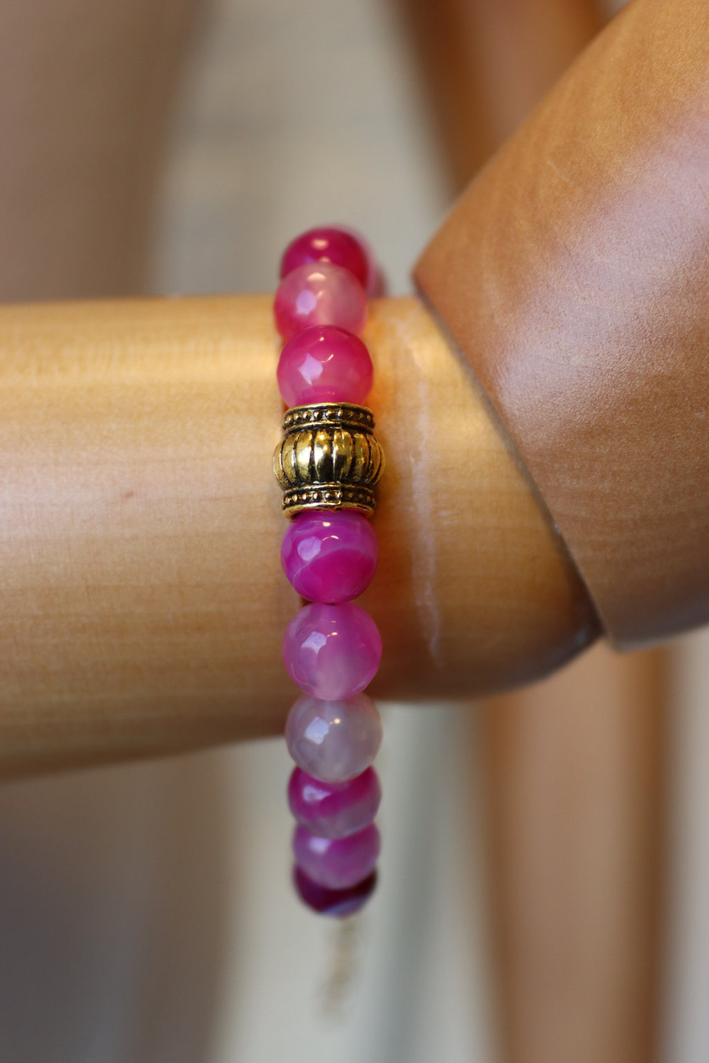 Pink Agate with gold accents necklace and bracelet Set | Handmade jewelry