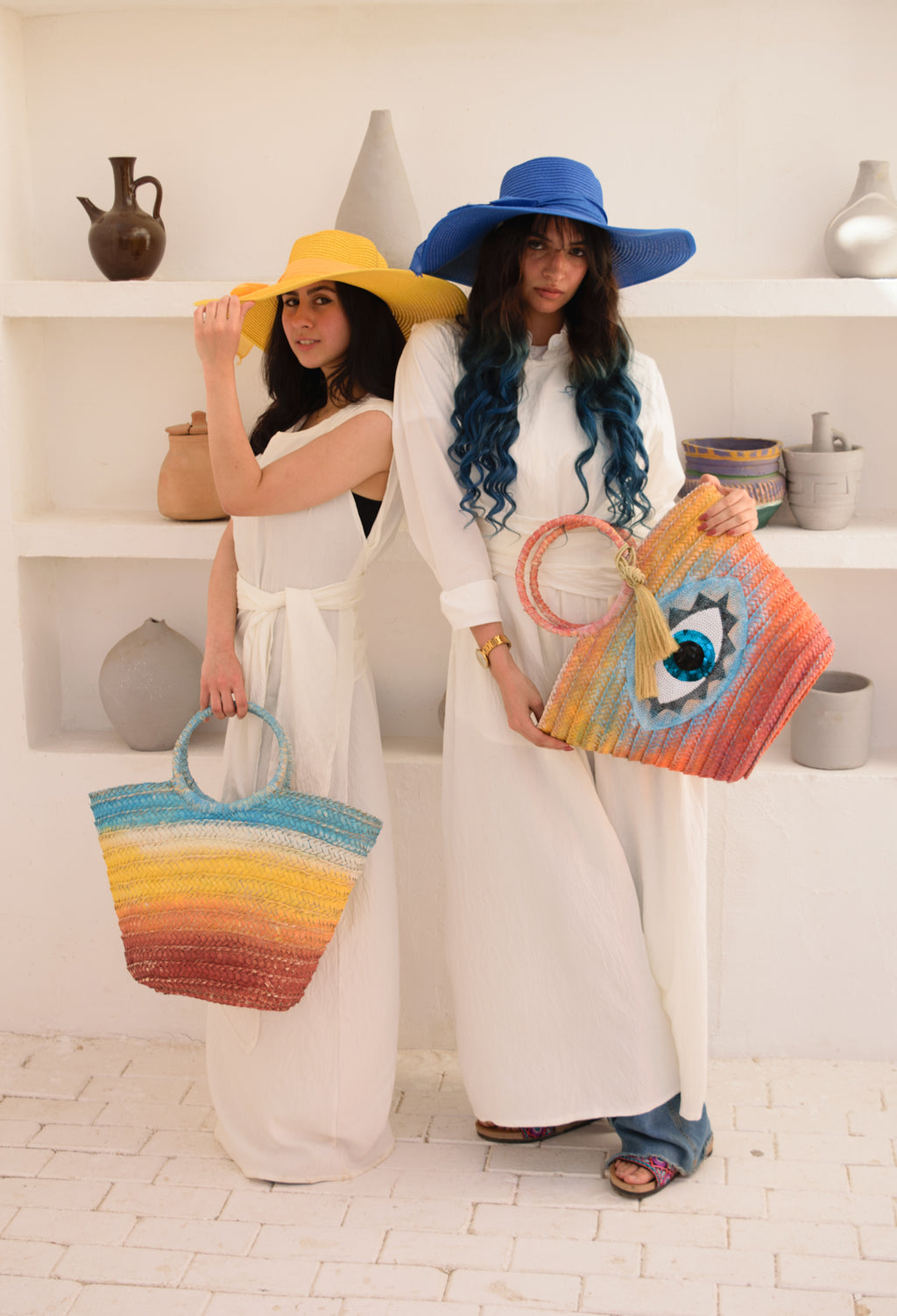 Eye Pattern Wicker Bag