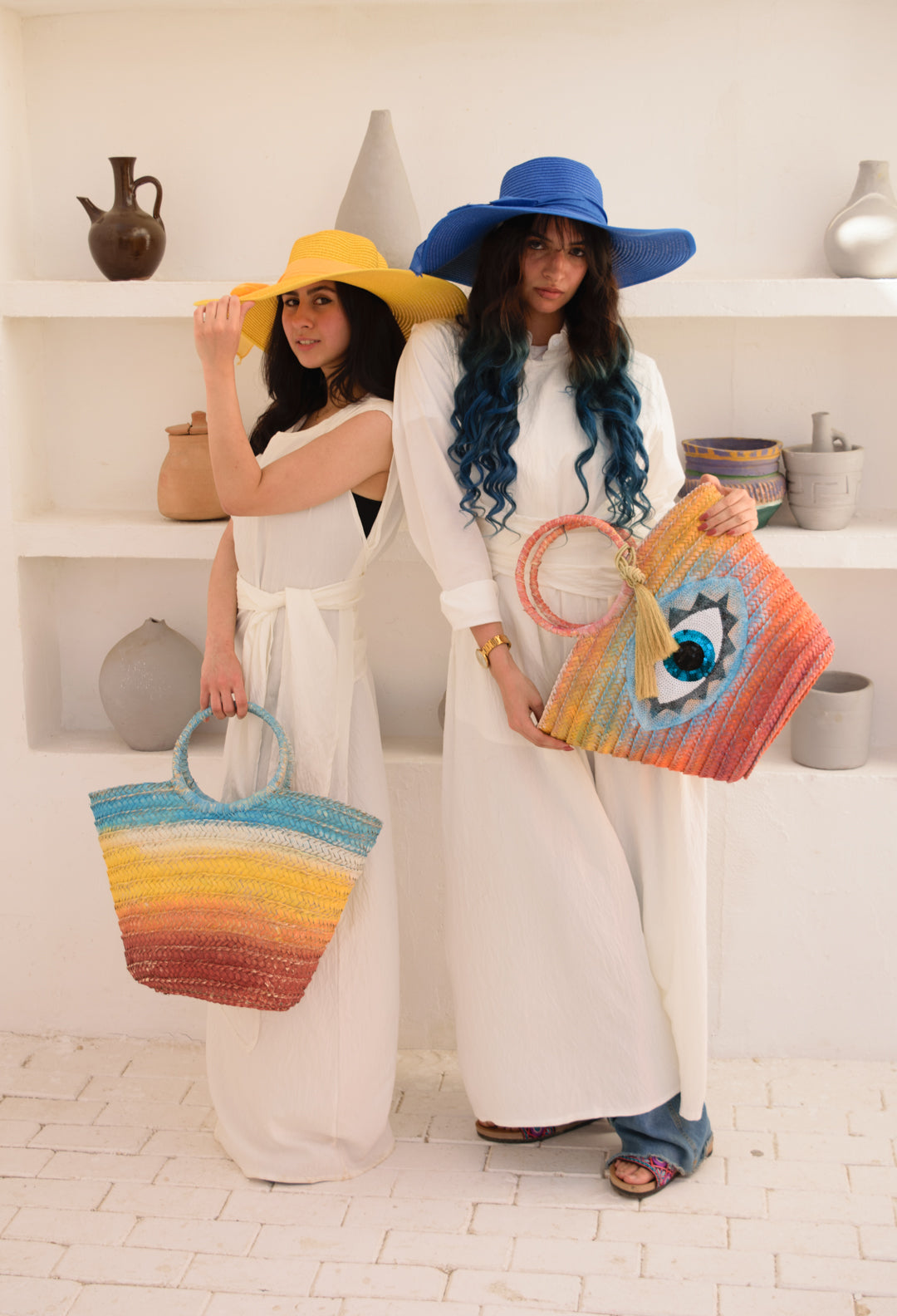 Eye Pattern Wicker Bag
