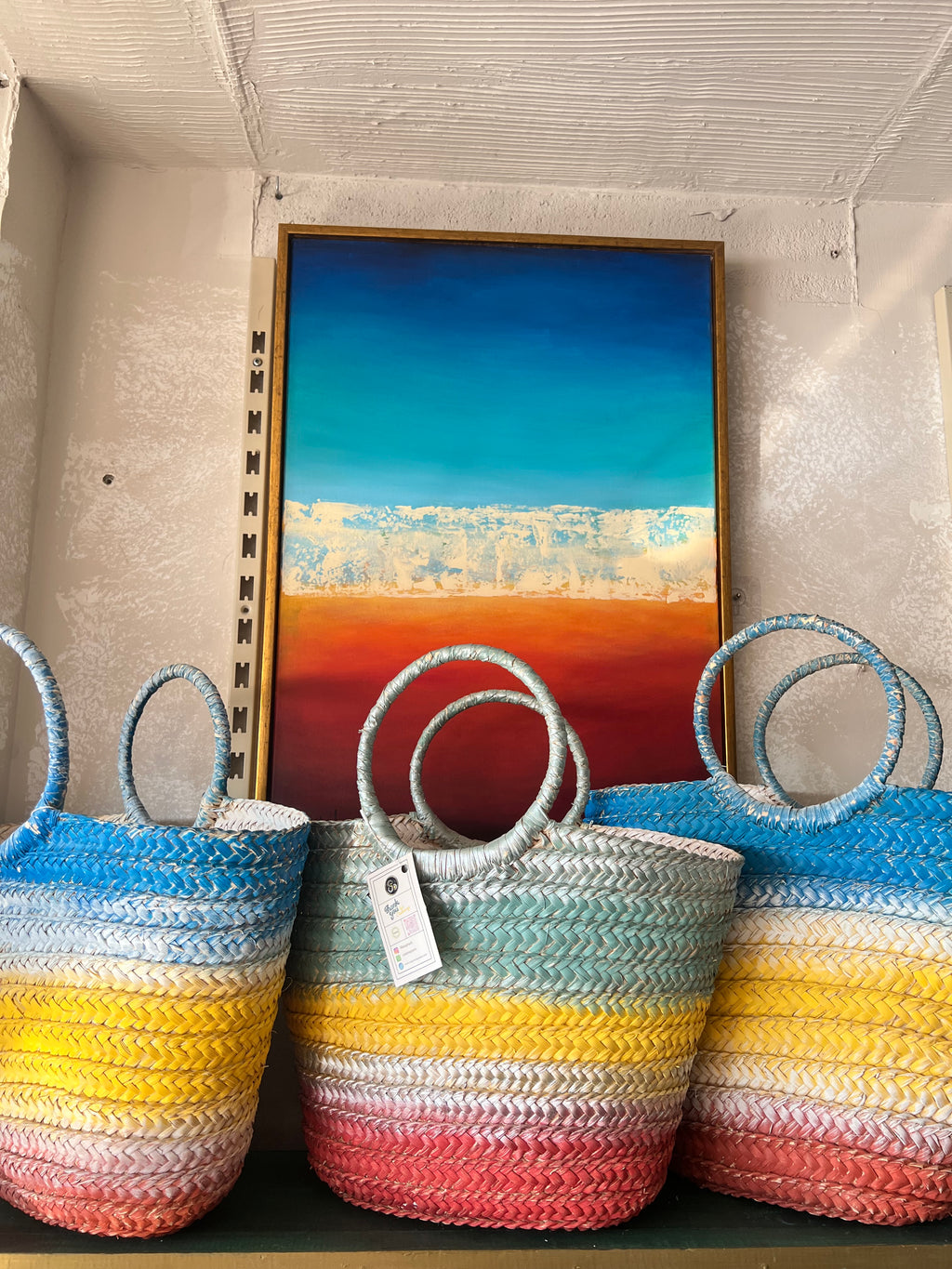 Woven straw bag with a blend of colors | Large size