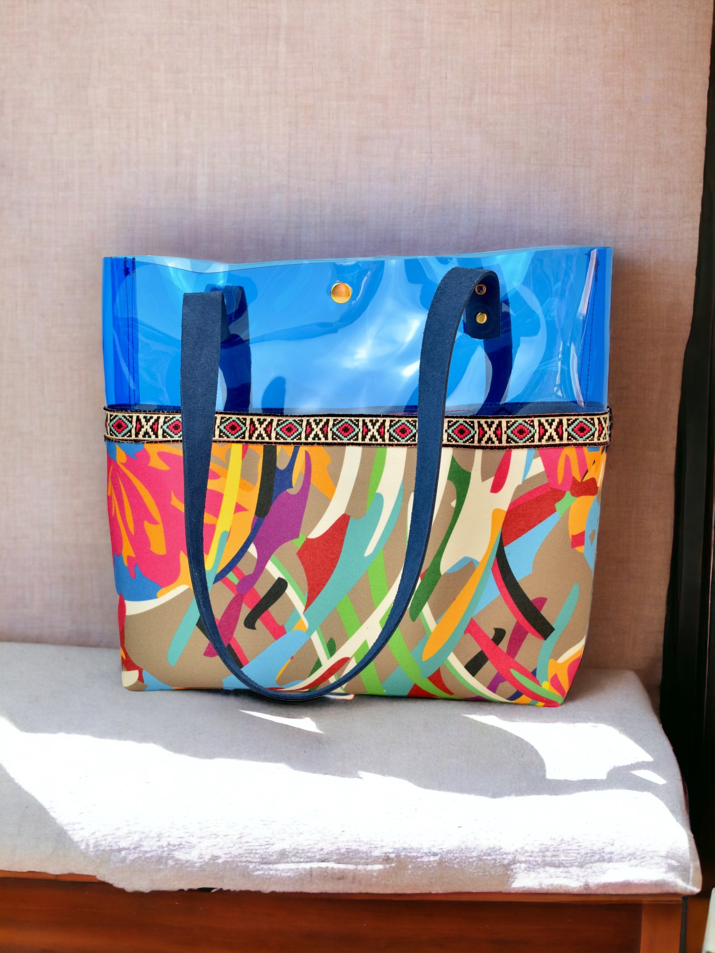 Blue Colorful Transparent Bag