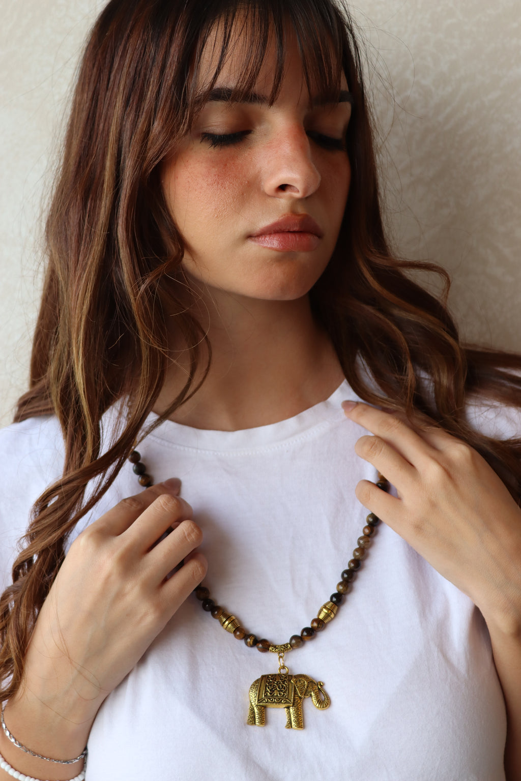 Eli - Brown Agate Stones with gold accents necklace | Handmade jewelry