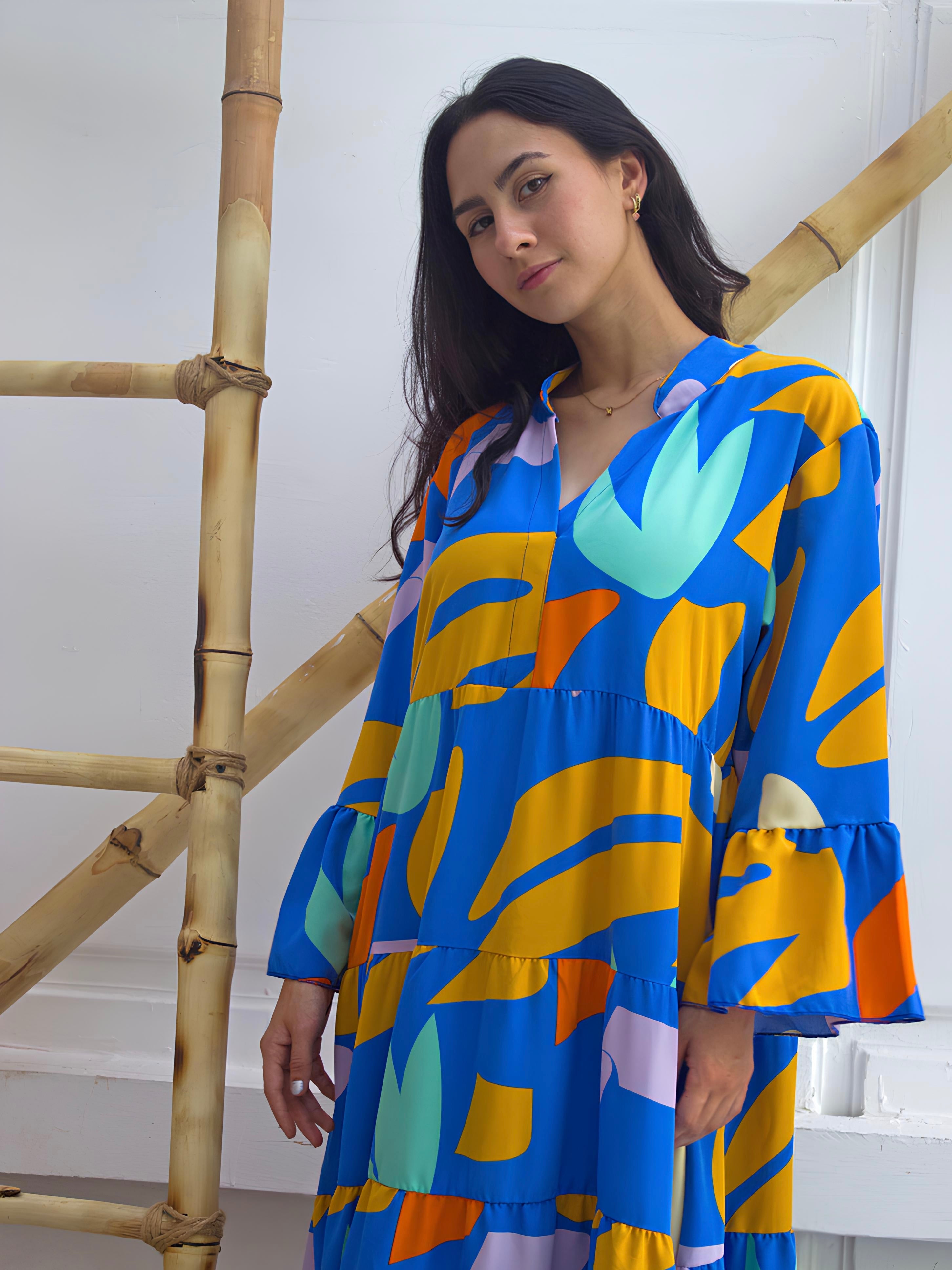 blue design dress