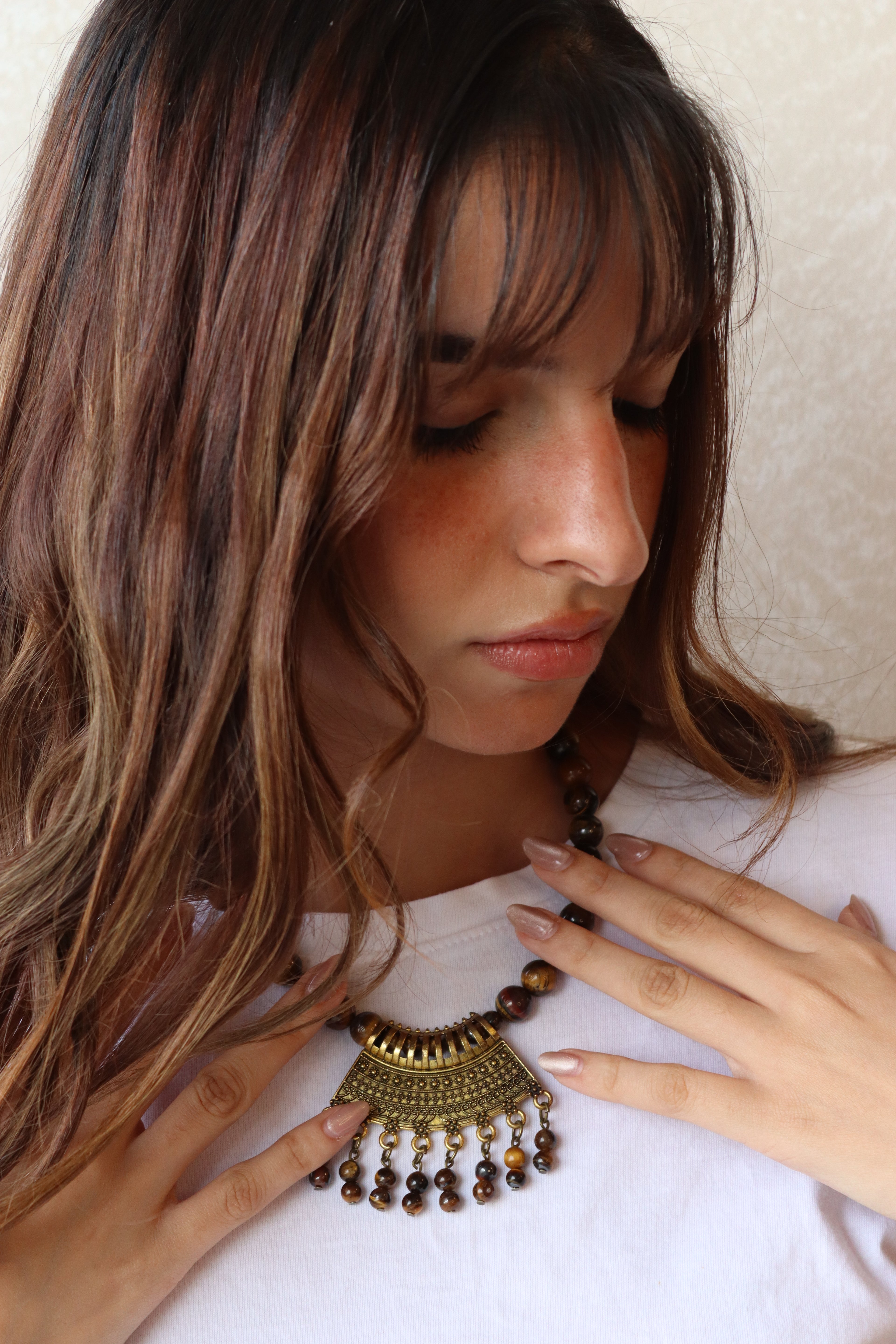 Brown Agate with wave statement pendant Necklace | Handmade jewelry