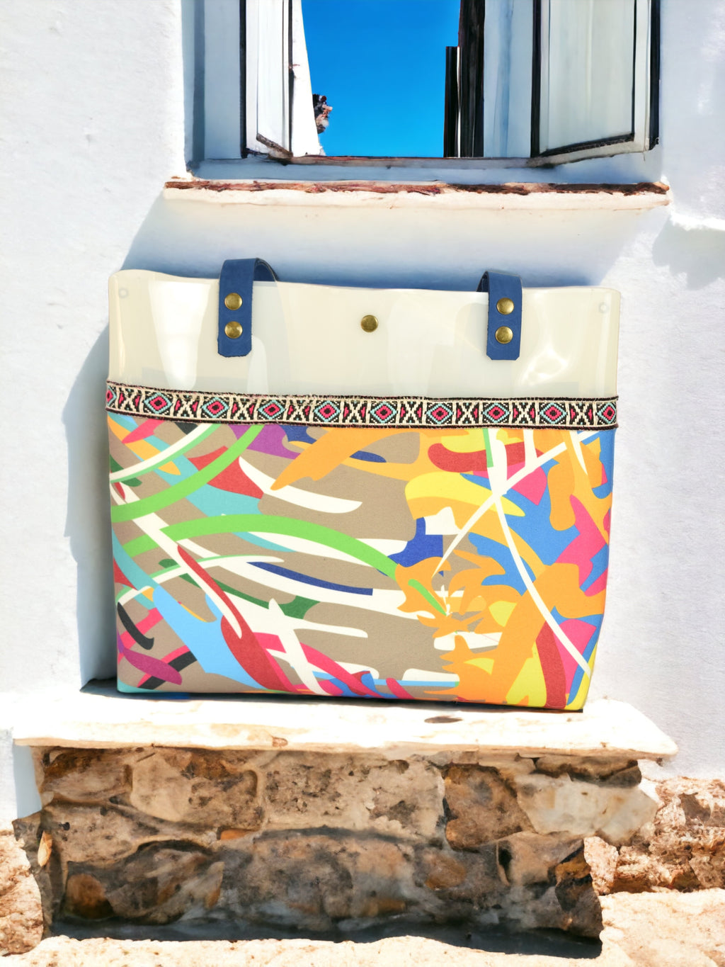 White Colorful Transparent Bag