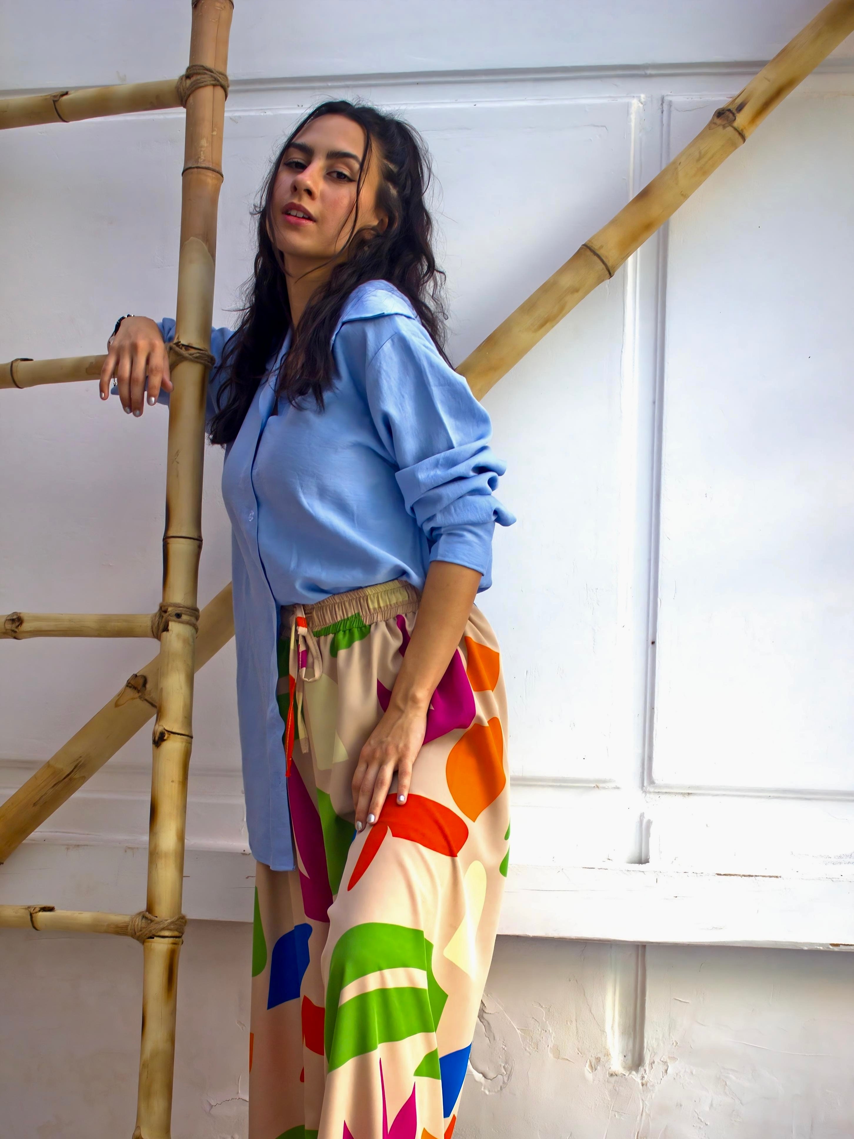 beige design pants