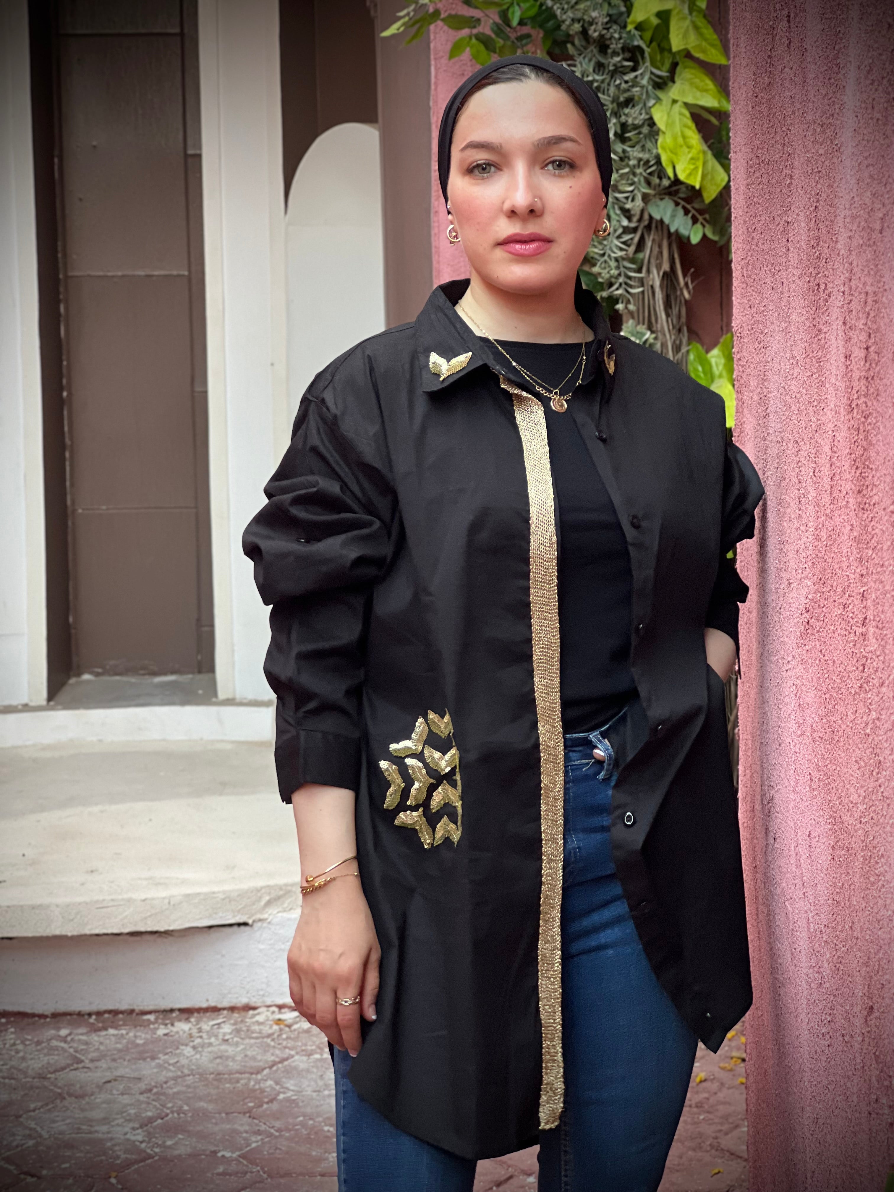 Black O.S Popline Shirt