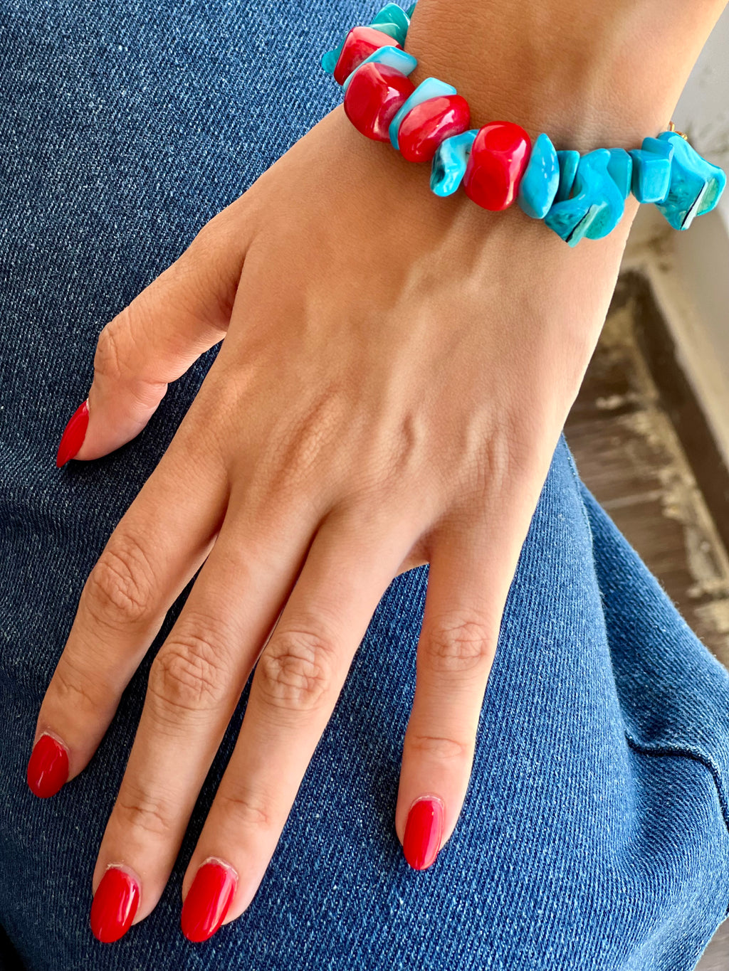 Blue & Red stones bracelet