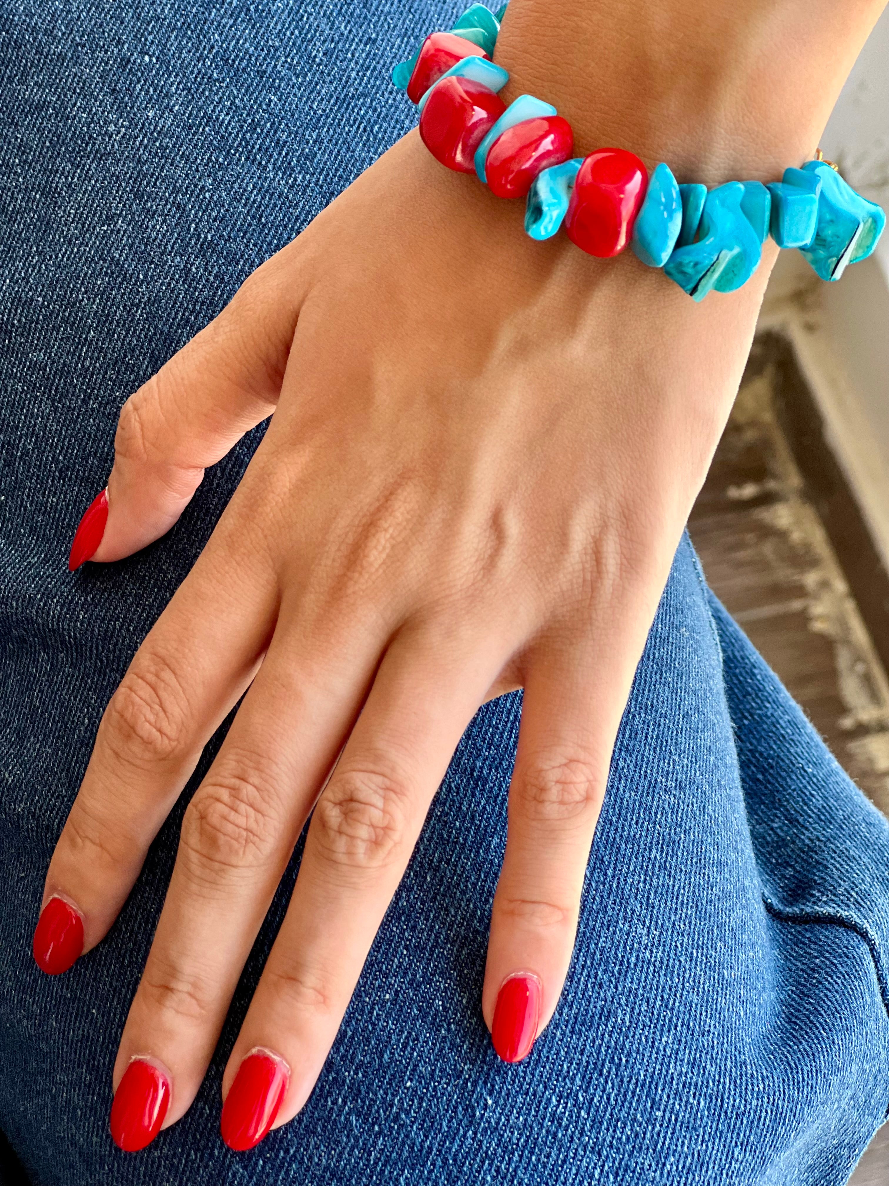 Blue & Red stones bracelet