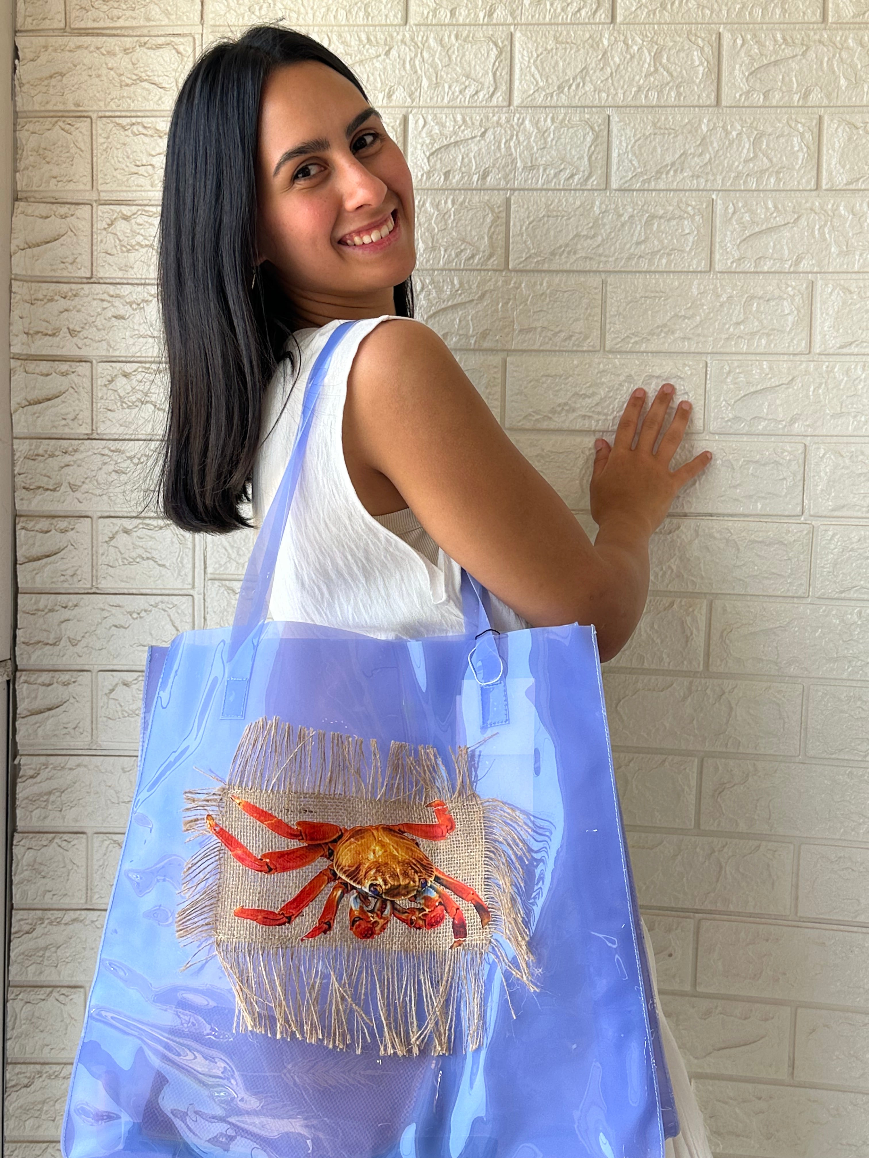 Mauve bag with a crab print
