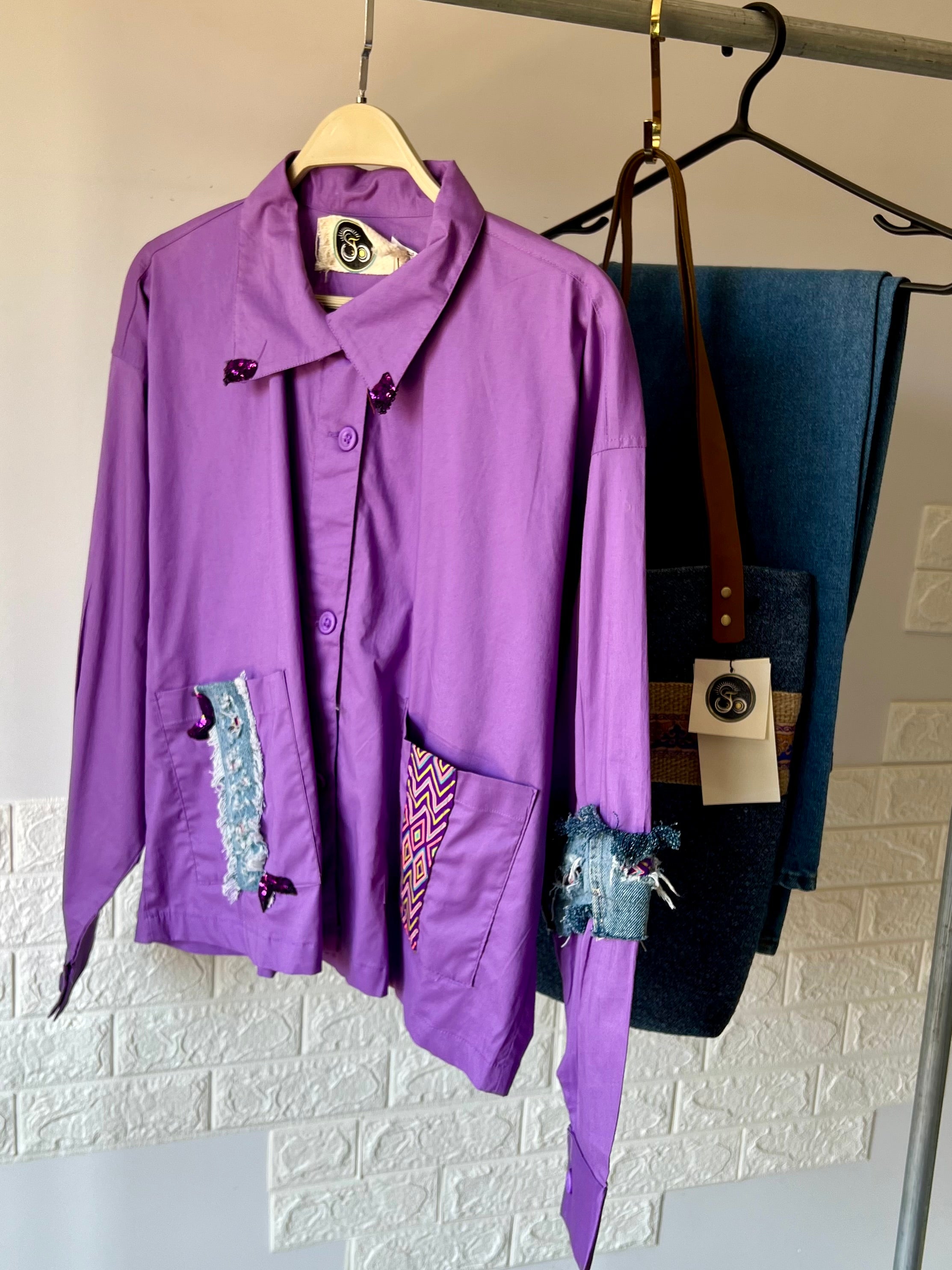 Purple Hand Made Crop Shirt