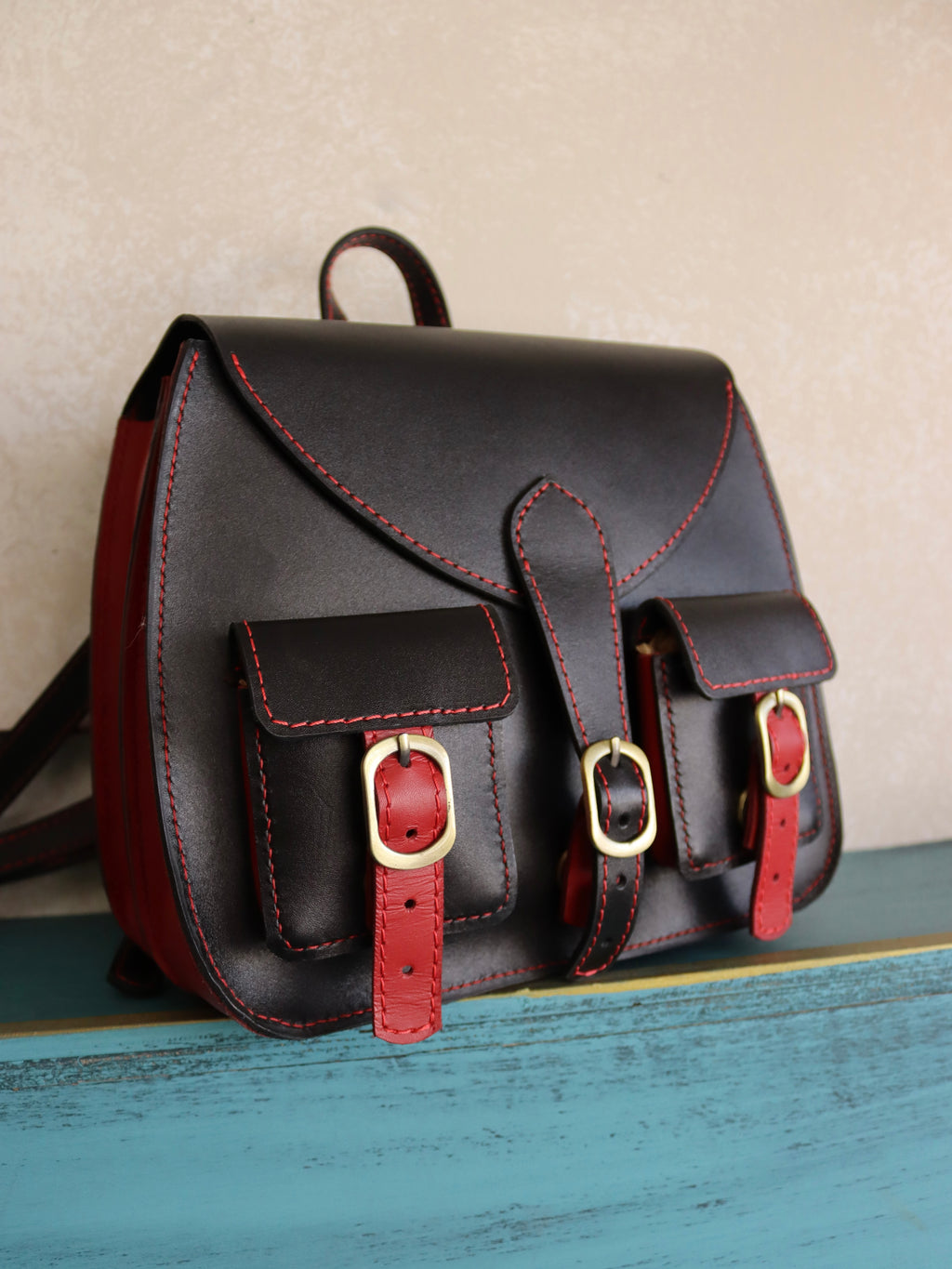 Backpack black x red