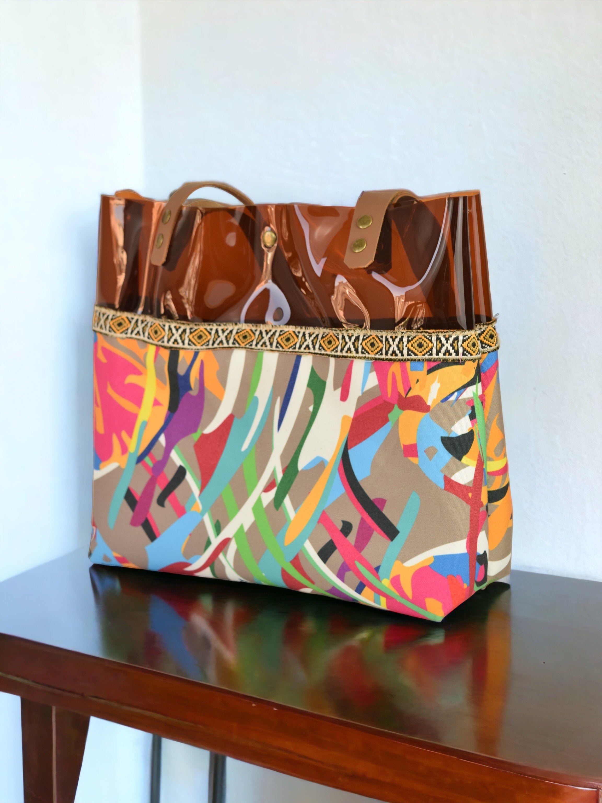Brown Colorful Transparent Bag