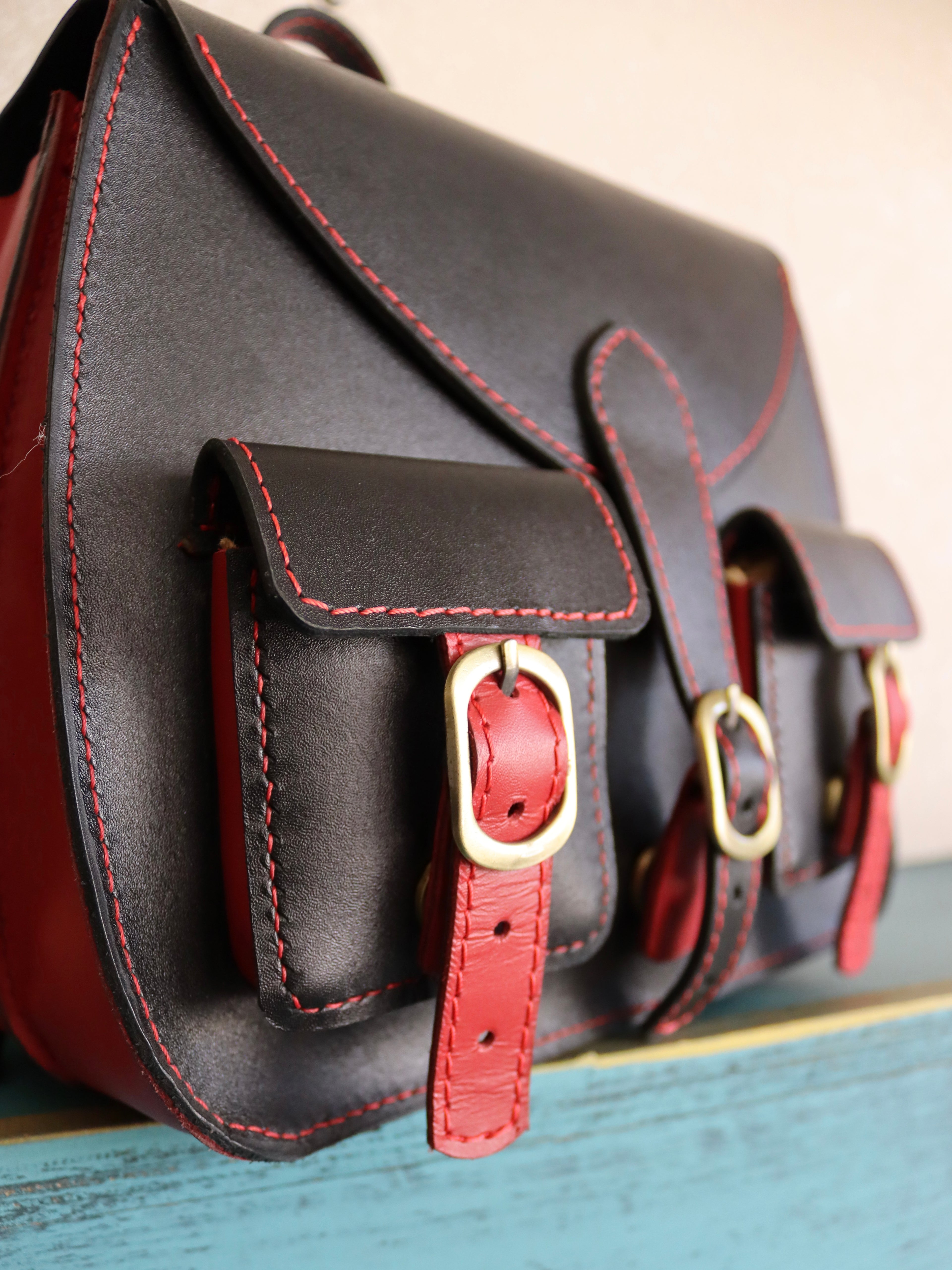 Backpack black x red