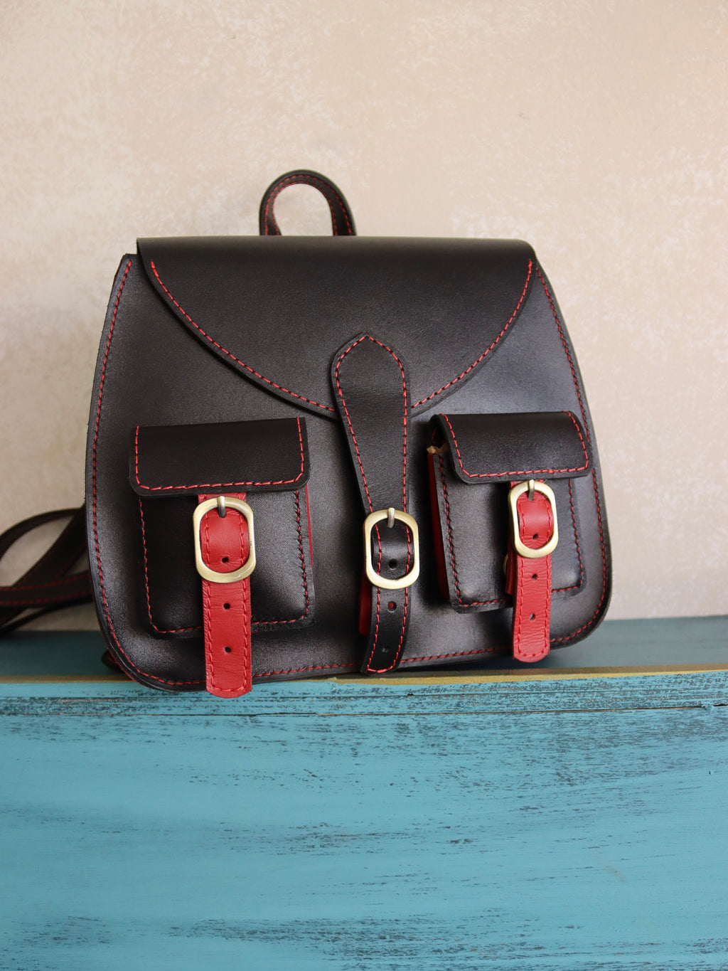 Backpack black x red