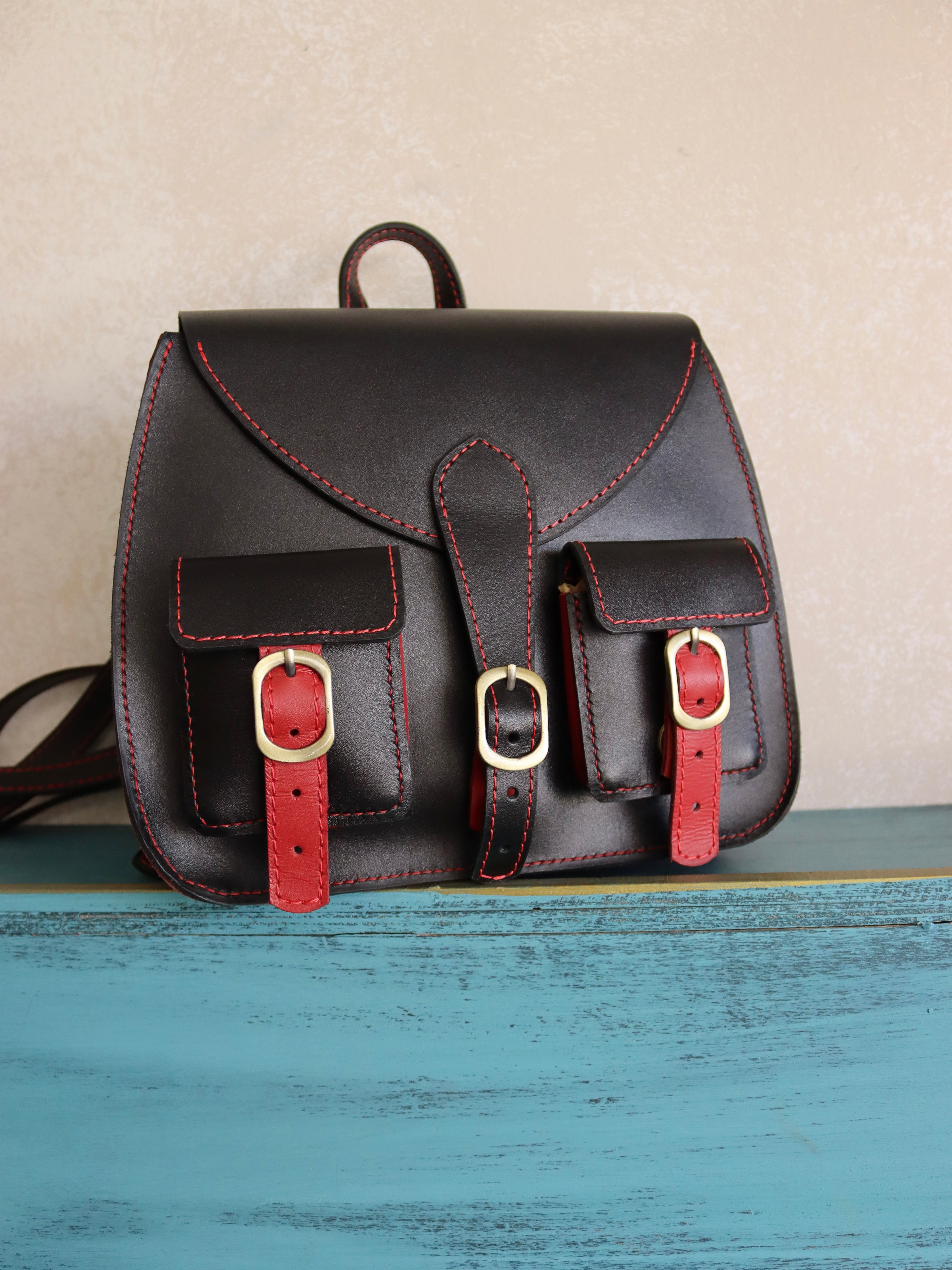 Backpack black x red