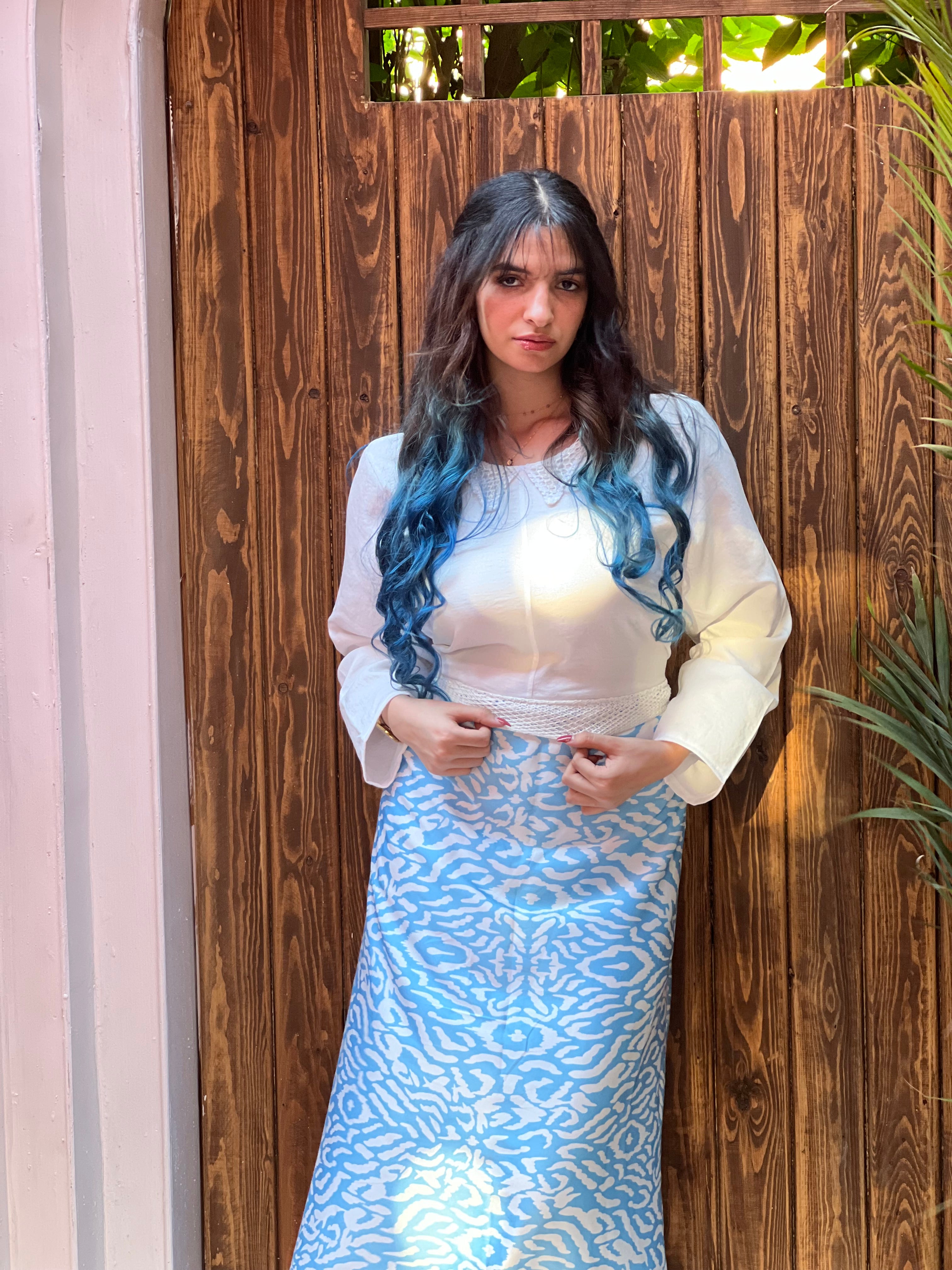 Baby Blue Satin Dress One Size