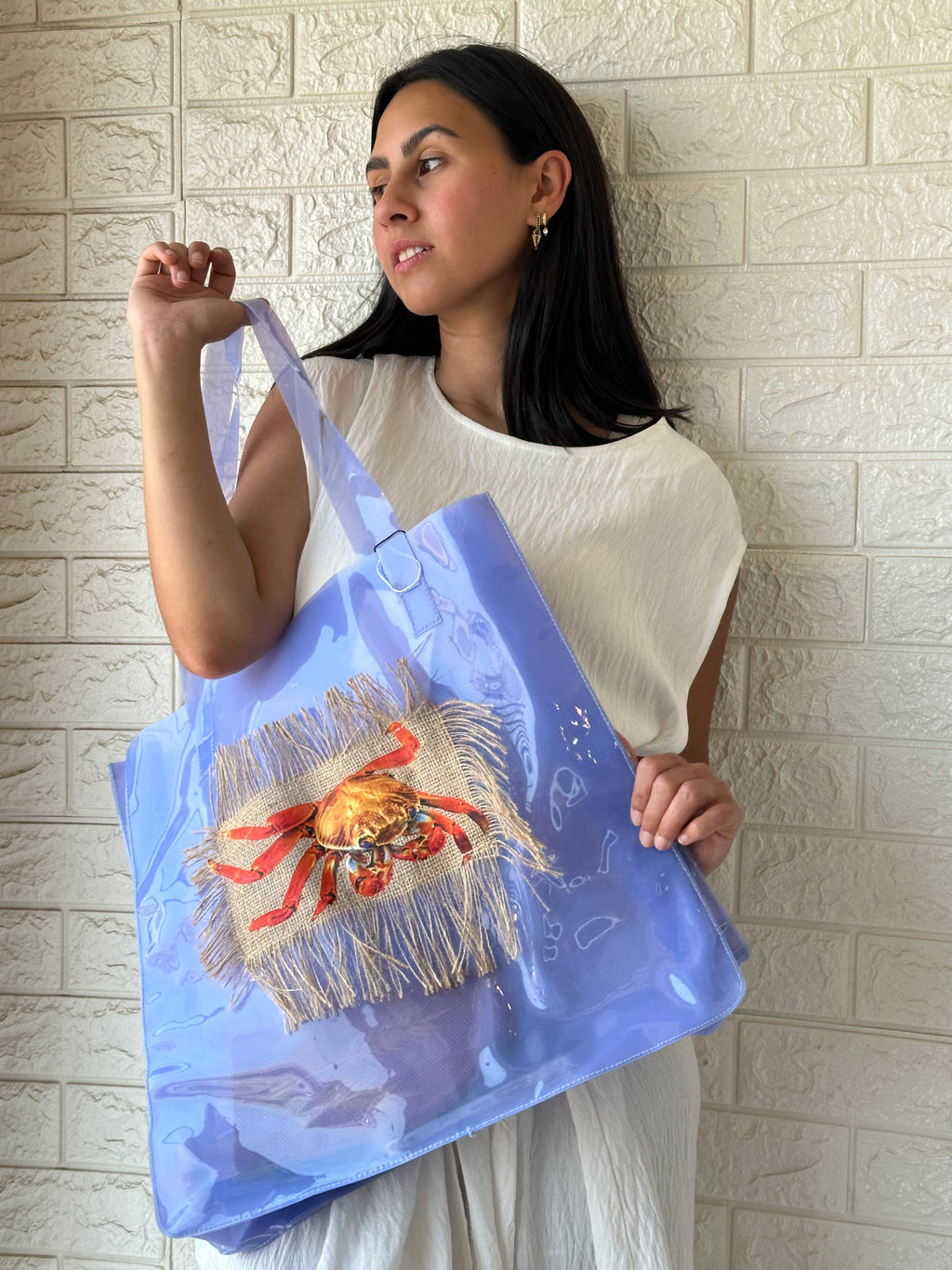 Mauve bag with a crab print