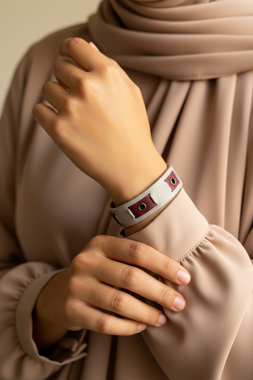 Grayish natural leather bracelet