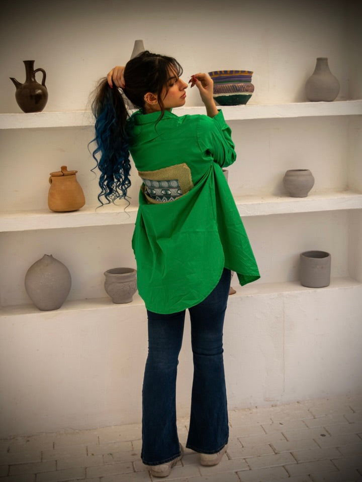 Green O.S Popline Shirt