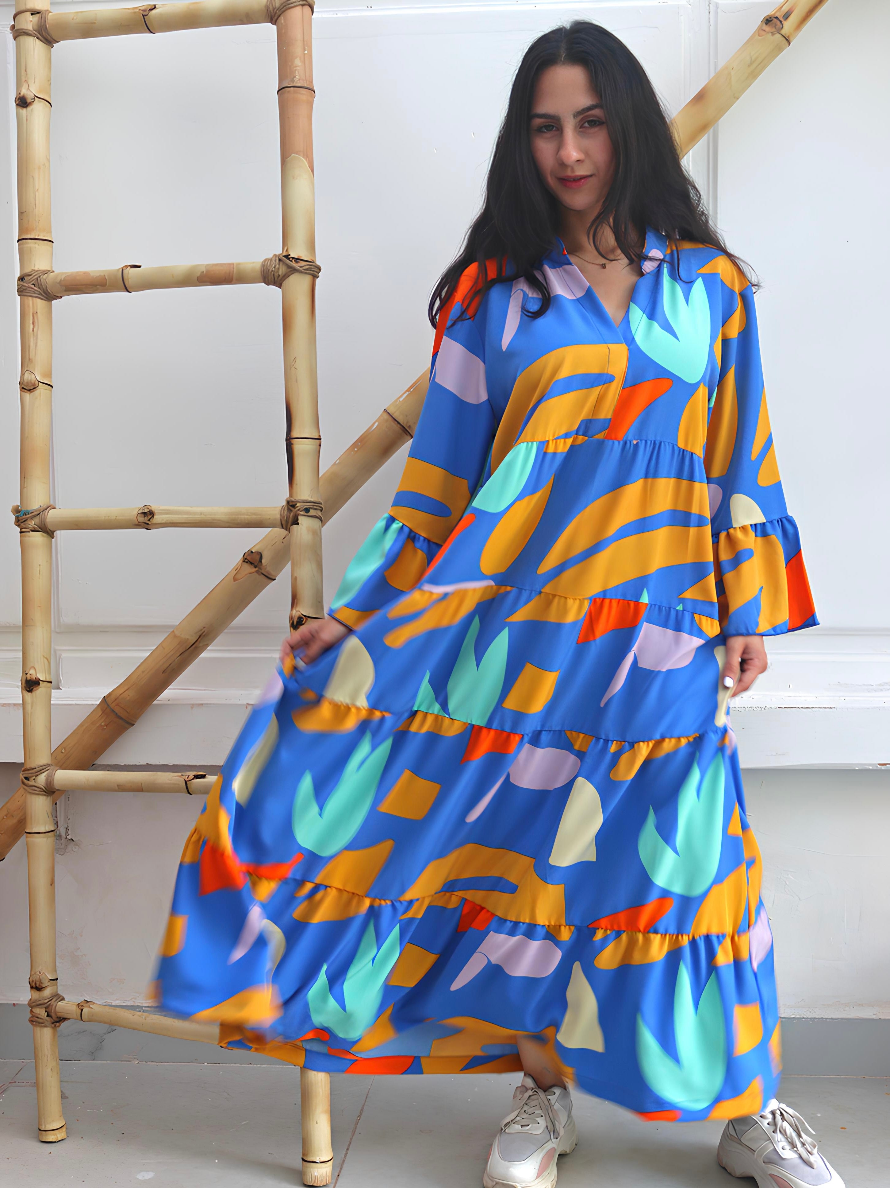 blue design dress