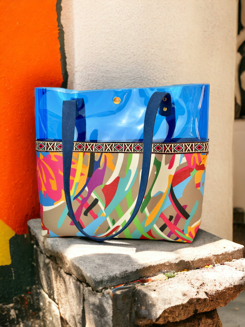 Blue Colorful Transparent Bag